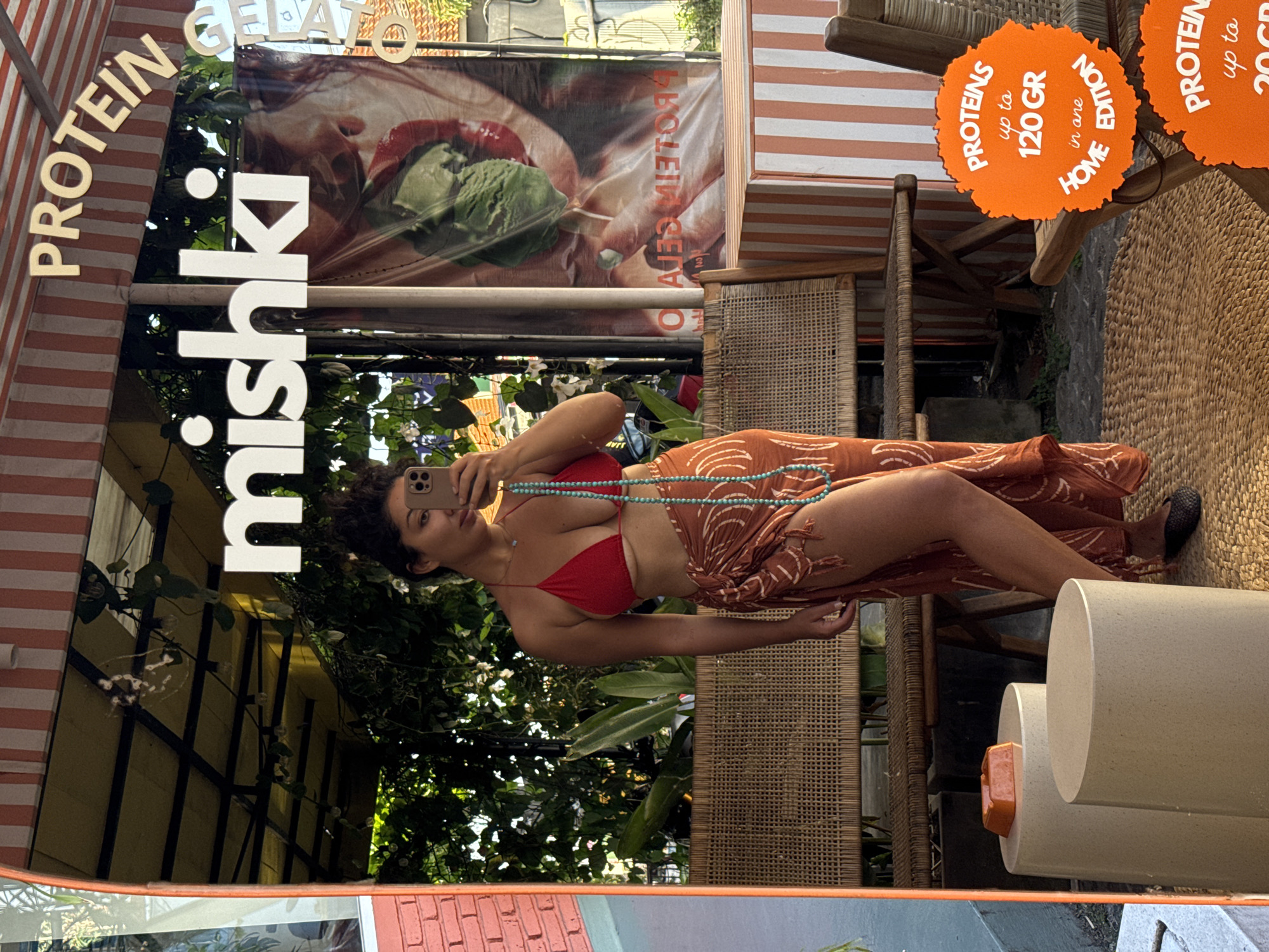 Woman enjoys protein gelato at North Kuta shop
