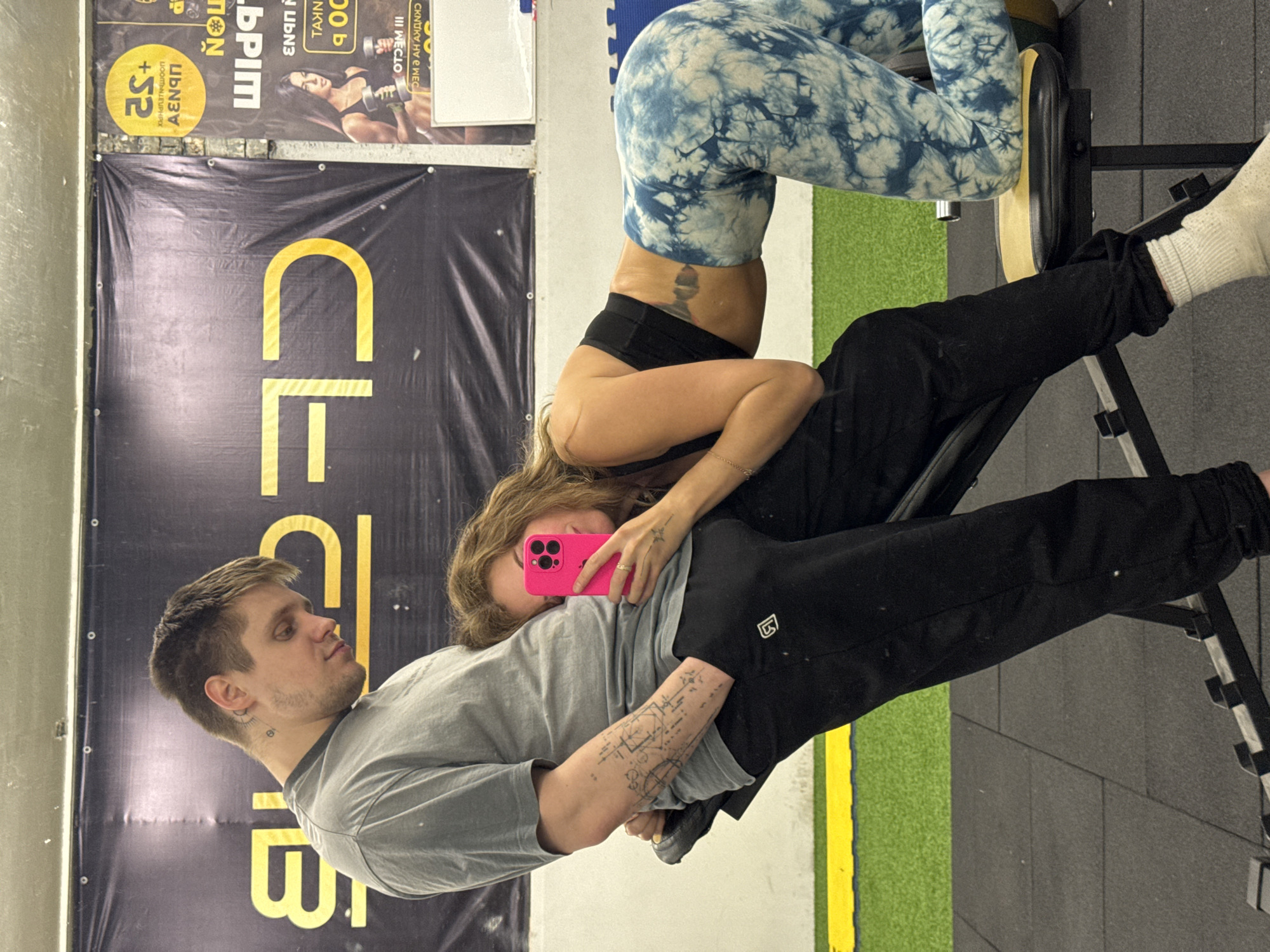 Woman documents gym workout session in Chaikovsky, Russia