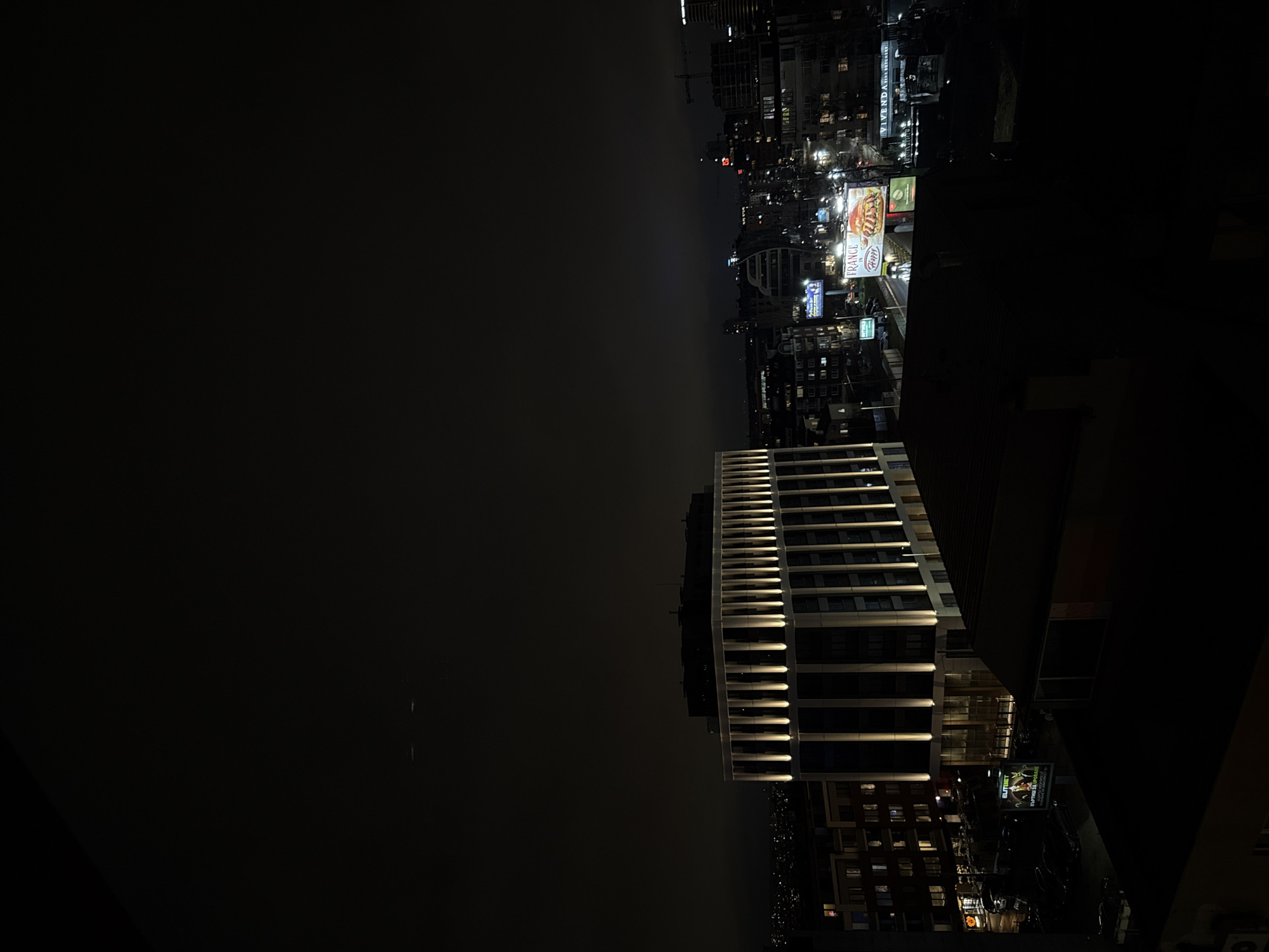 Sofia cityscape captured at night with illuminated buildings