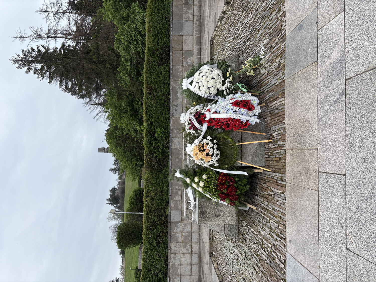 Memorial wreaths, indoor facilities documented in Panagyurishte, Bulgaria