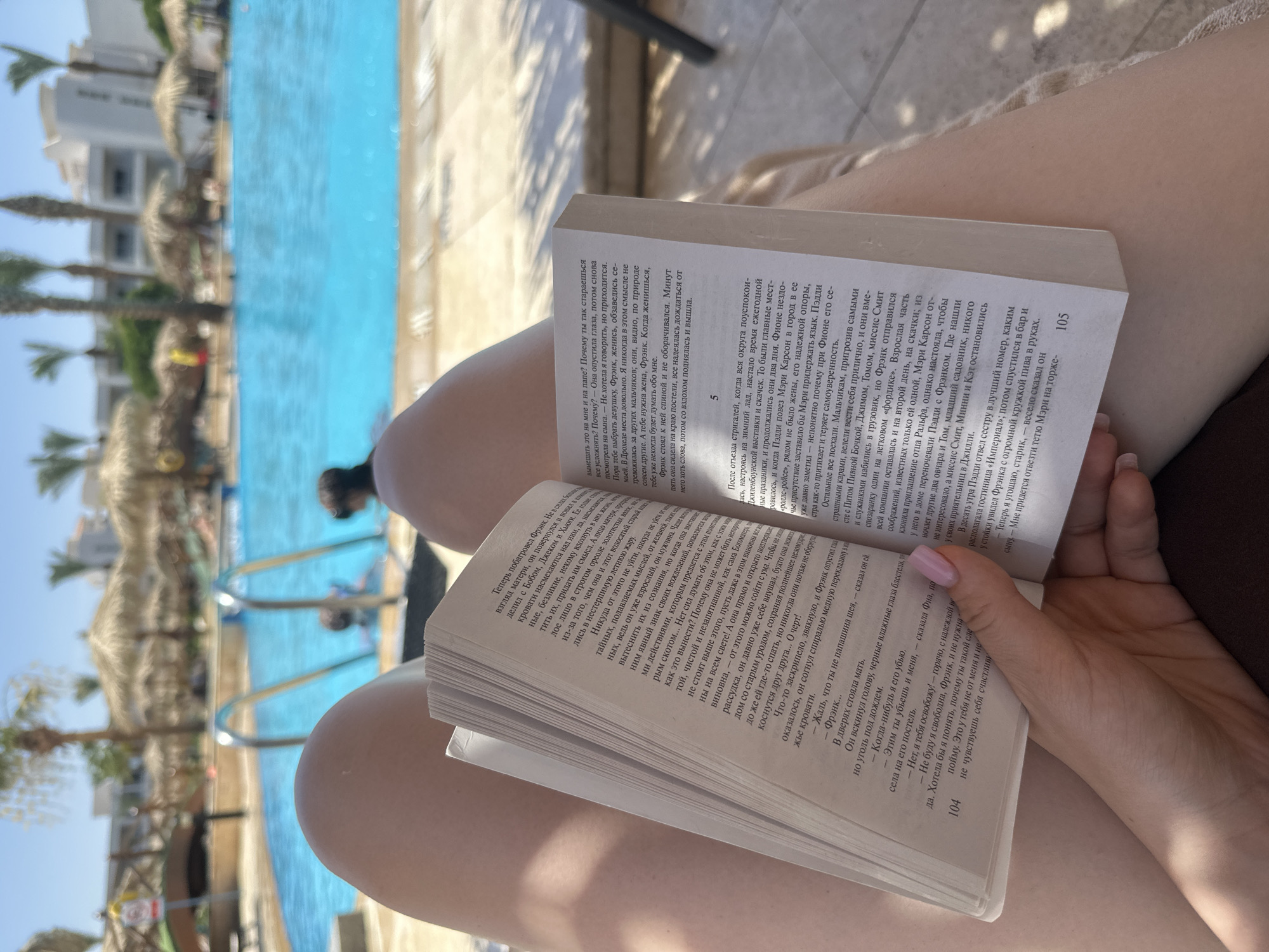 Lazy resort morning by the pool and beach in Hurghada