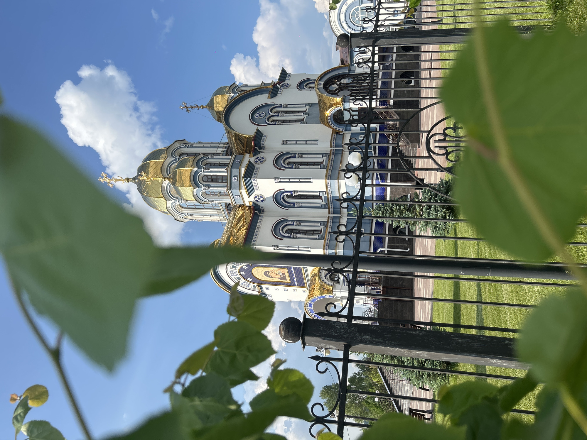 Orthodox churches and modern buildings in Kemerovo, Russia