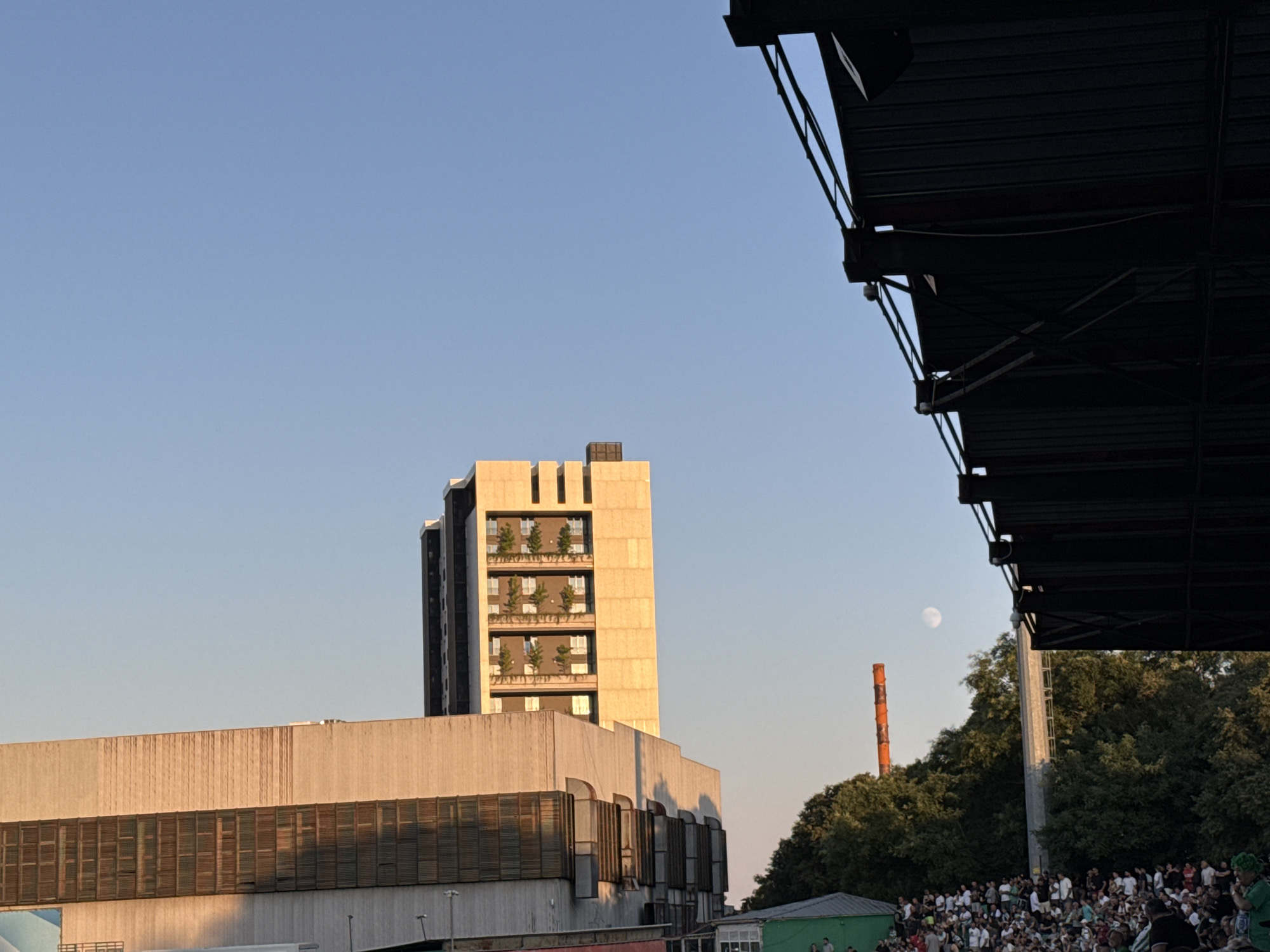 Flares and smoke fill Varna stadium during a football match