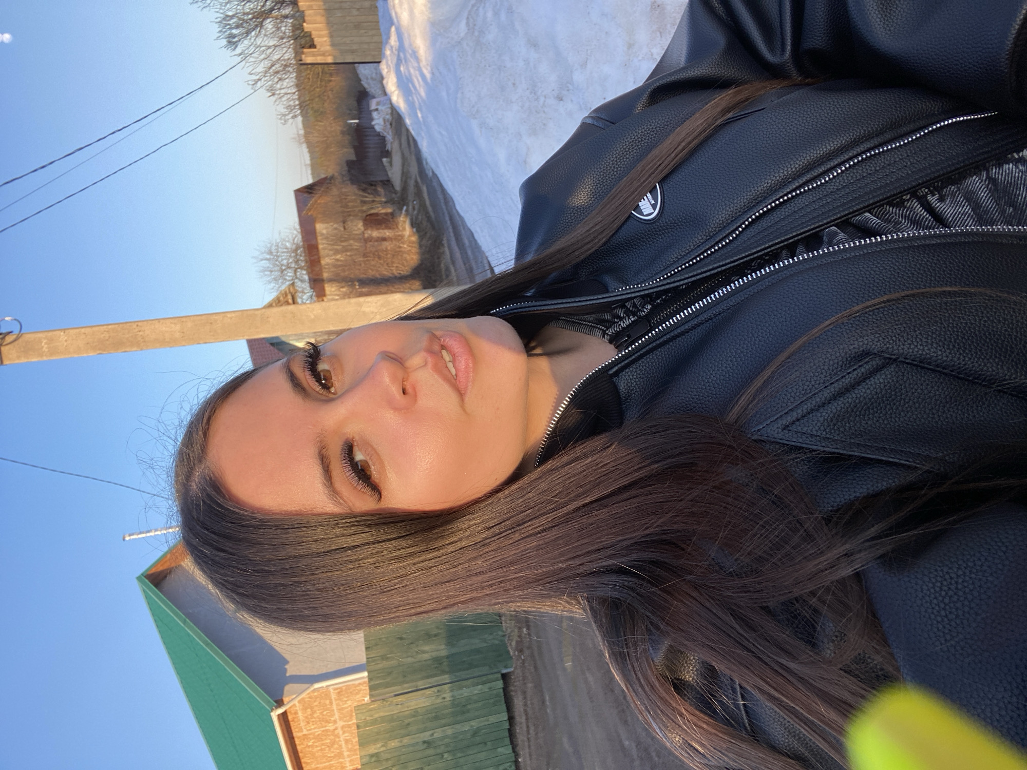 Winter day activities in rural Russian town