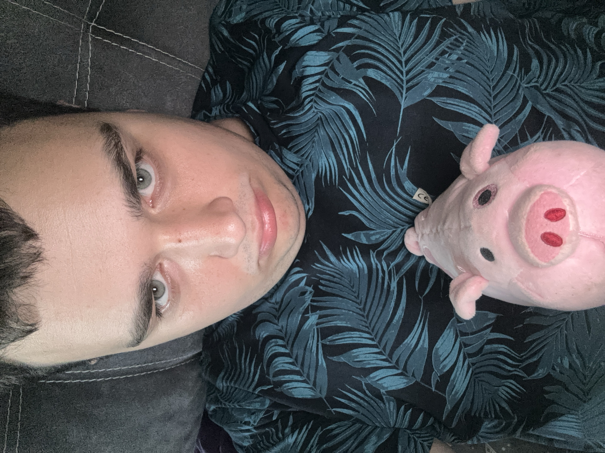 Lazy afternoon of self-portraits with odd angles and a stuffed pig