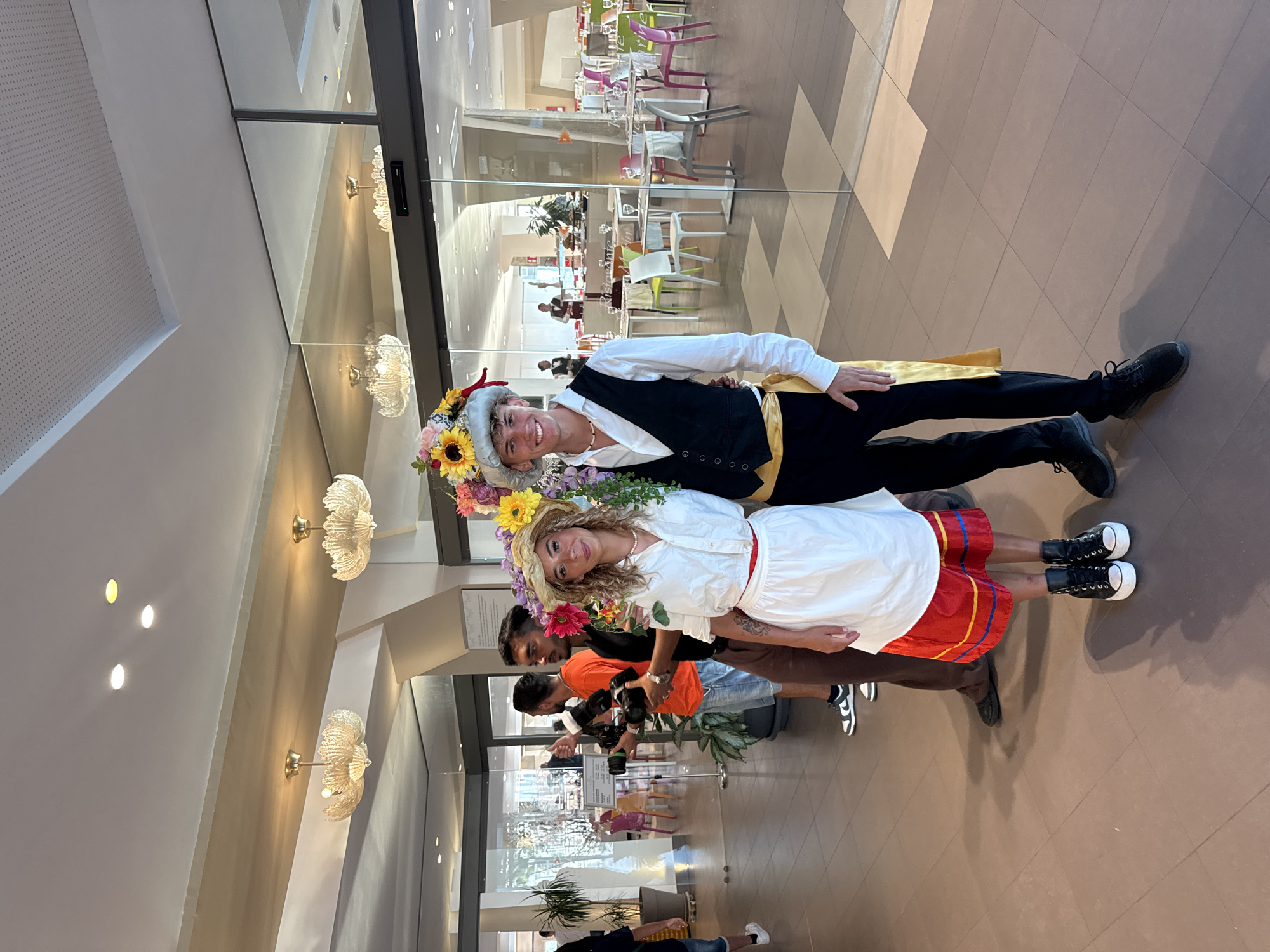 Traditional Sicilian folk dress and local food spread near Palermo