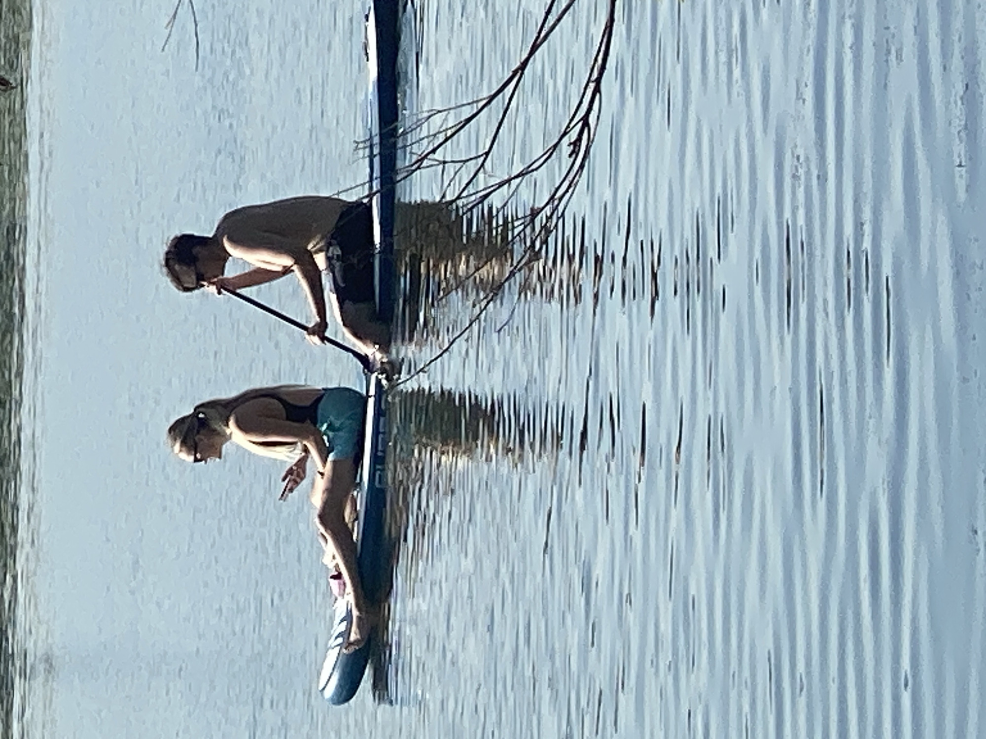 Paddleboards, motorboats, and ducks share a Novokuznetsk waterway