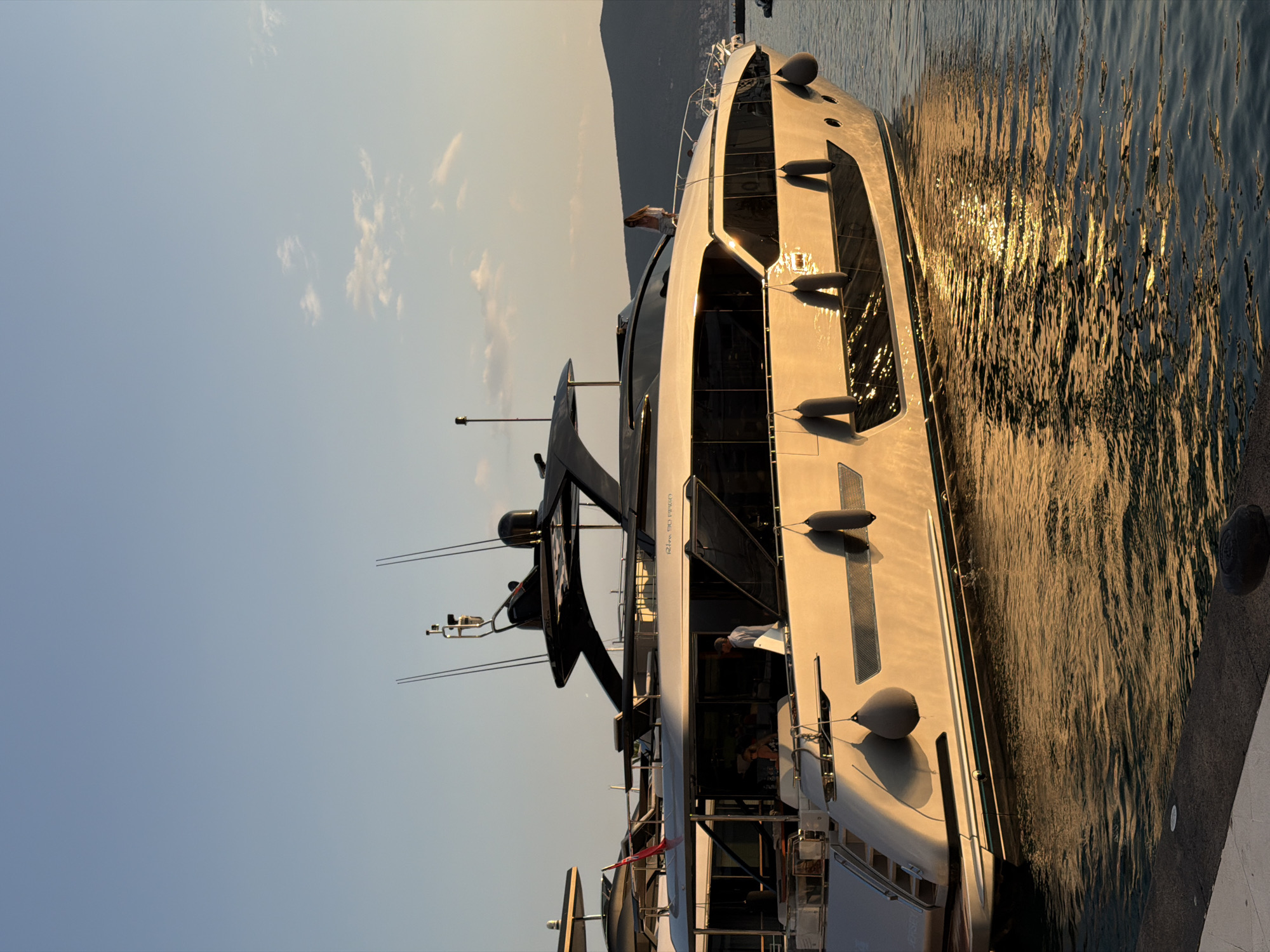 Sunset over Tivat marina, yachts and golden light