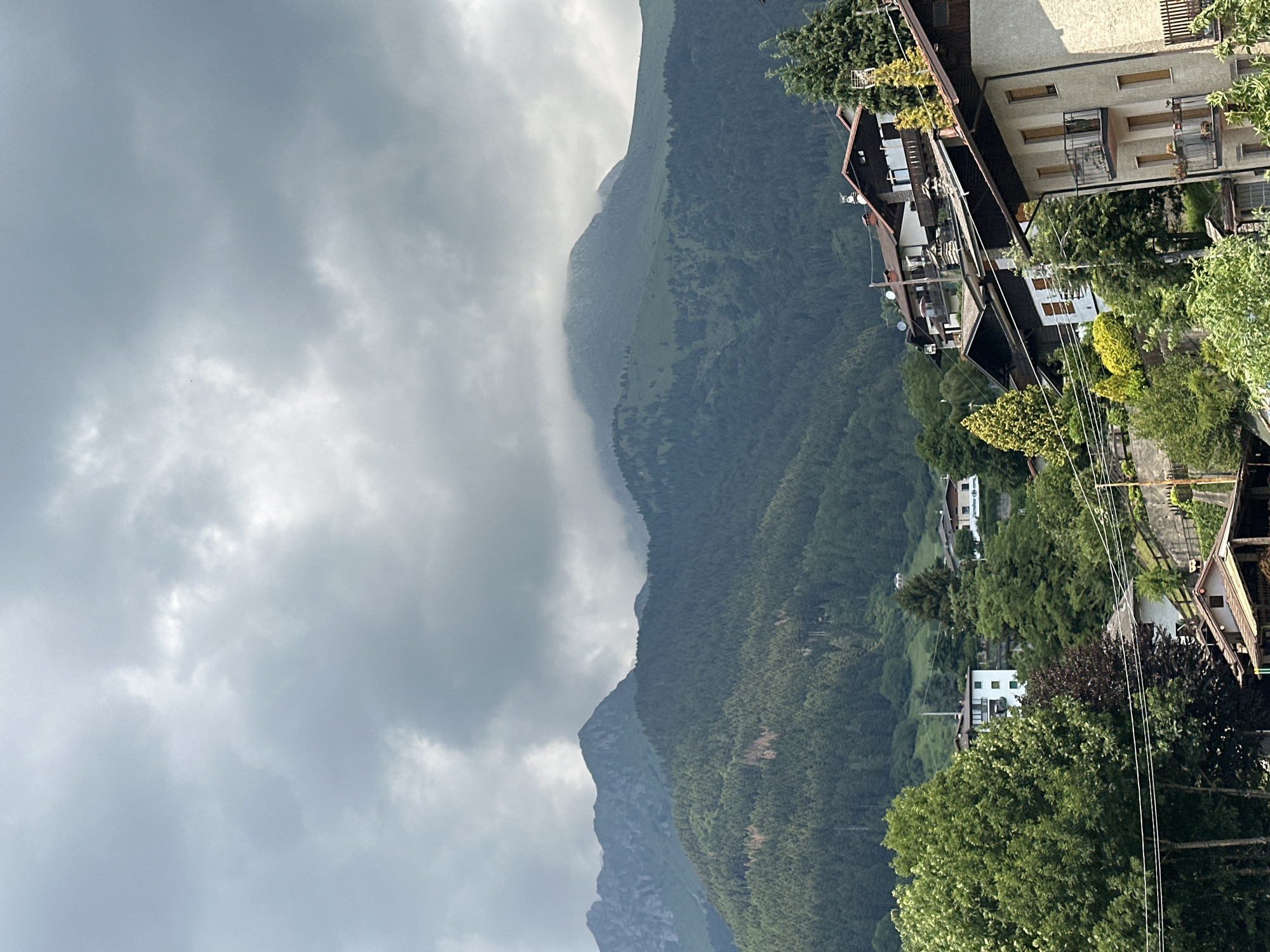 Street and mountain views from a quiet Alpine village