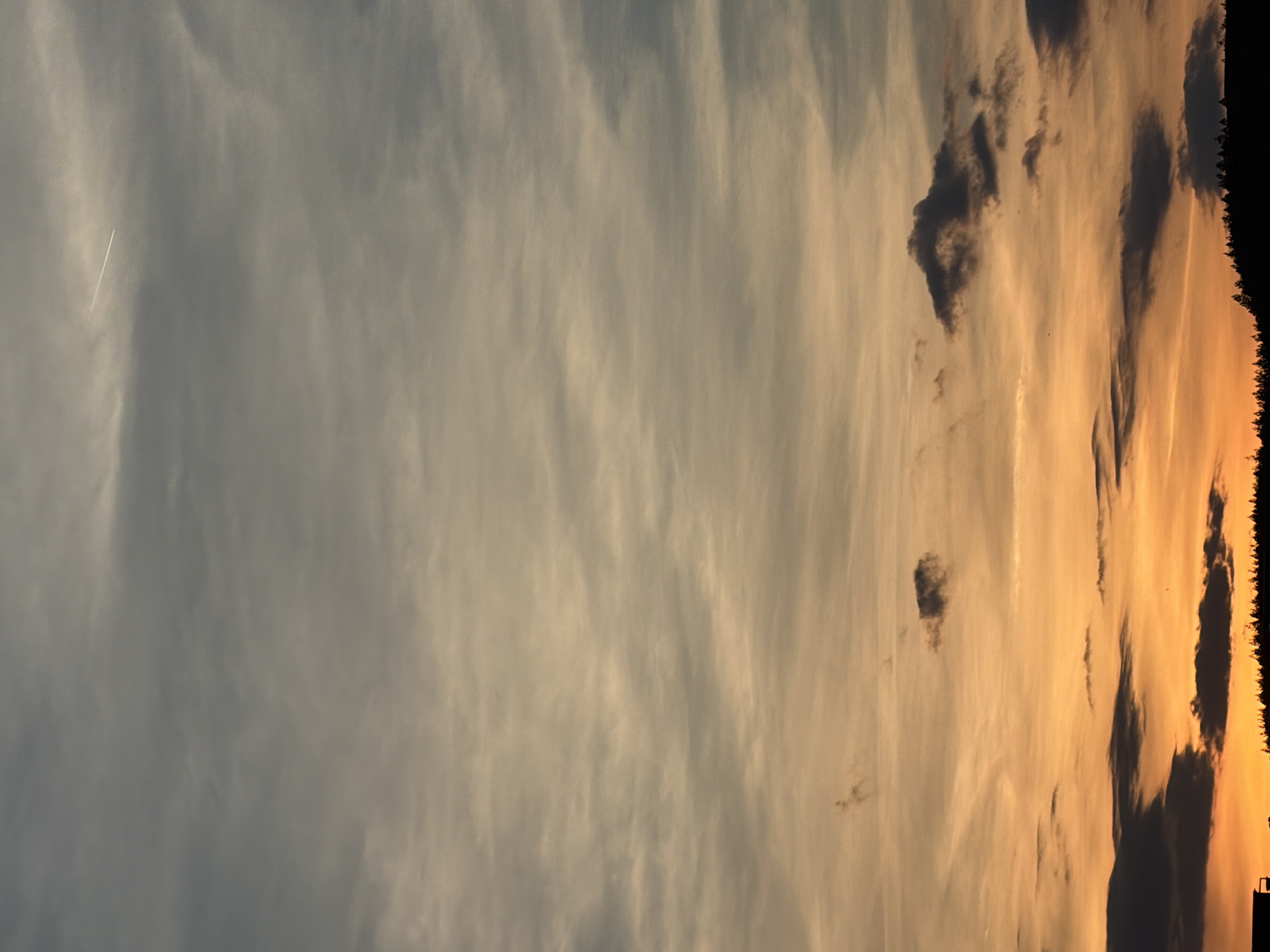 Sky scene with wispy clouds observed during sunset hours