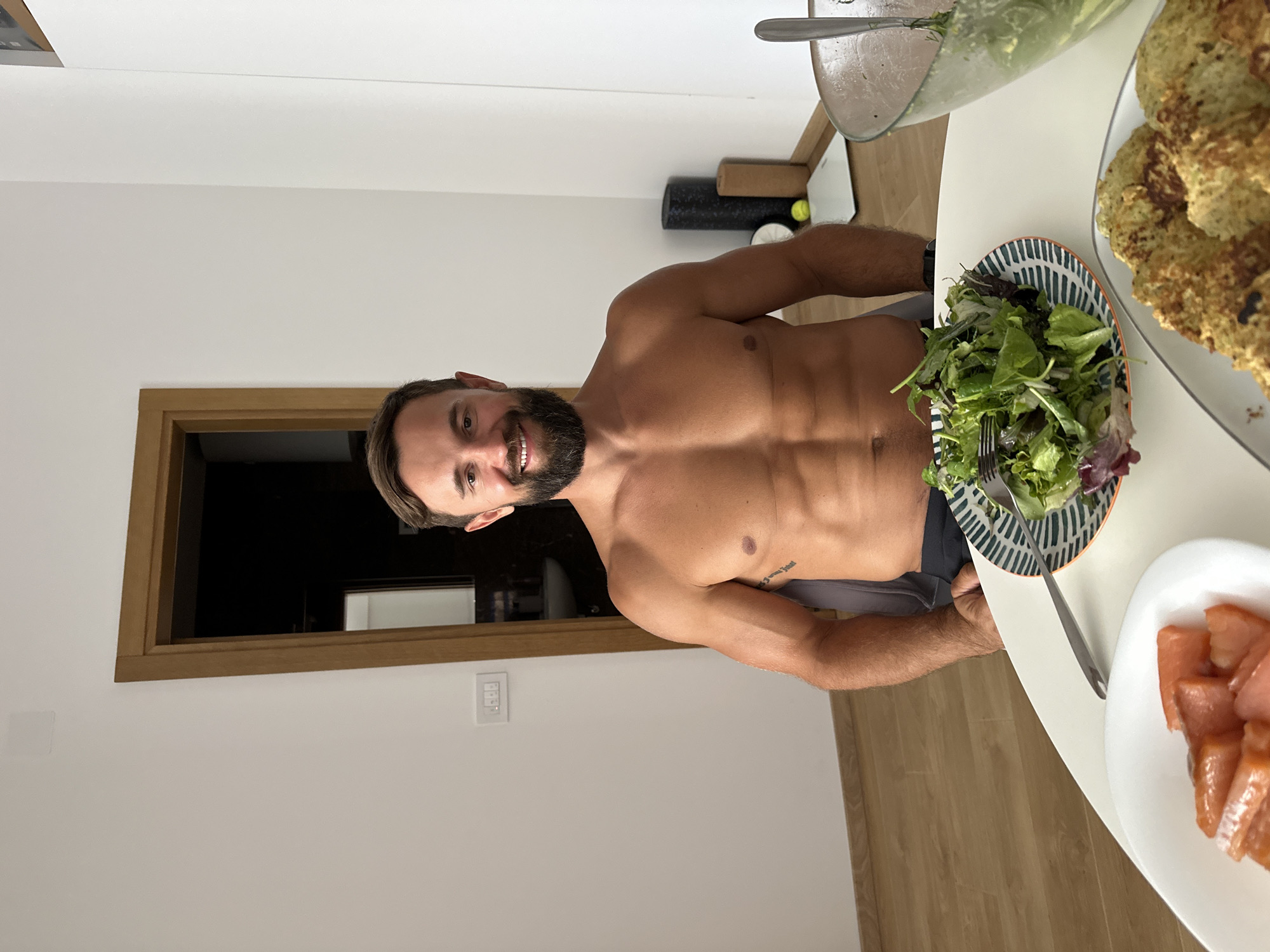 Man prepares healthy meal in Montenegro kitchen