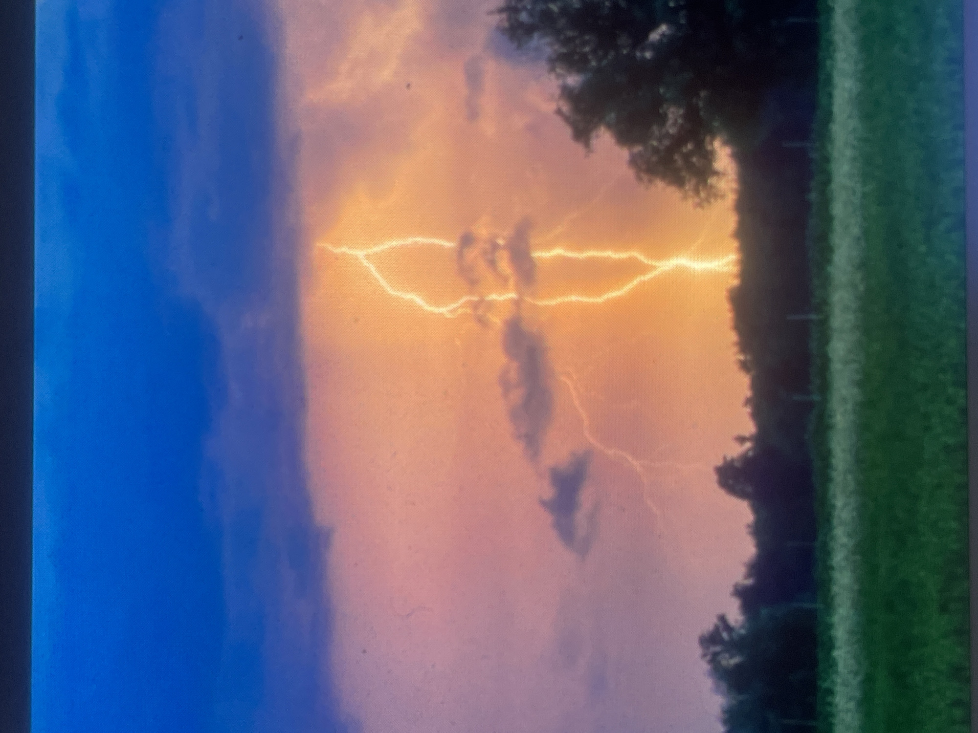 Dramatic lightning storm strikes Zelenyi Hai, Ukraine at dawn