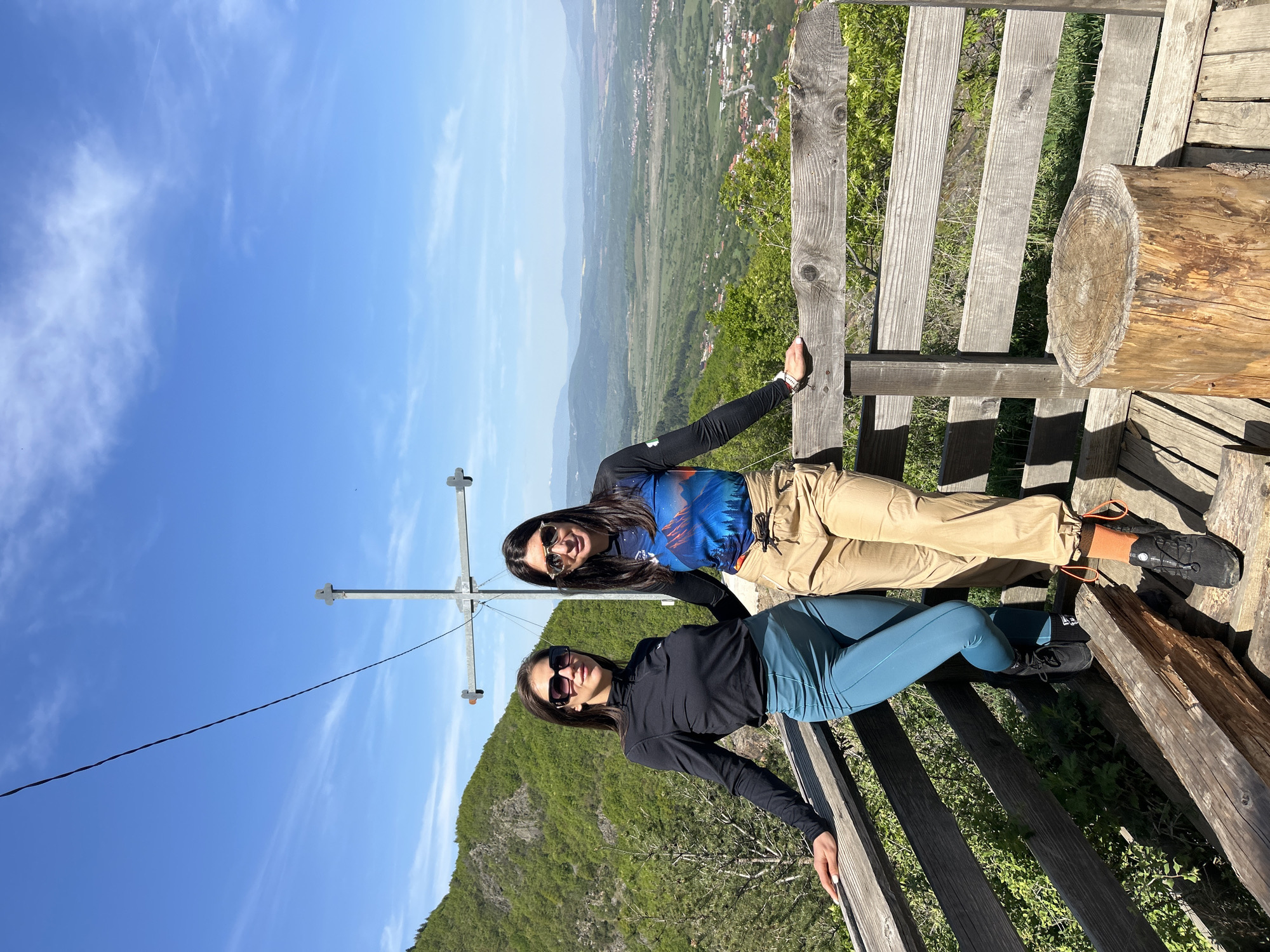 Women relax on observation deck near Dupnitsa, Bulgaria