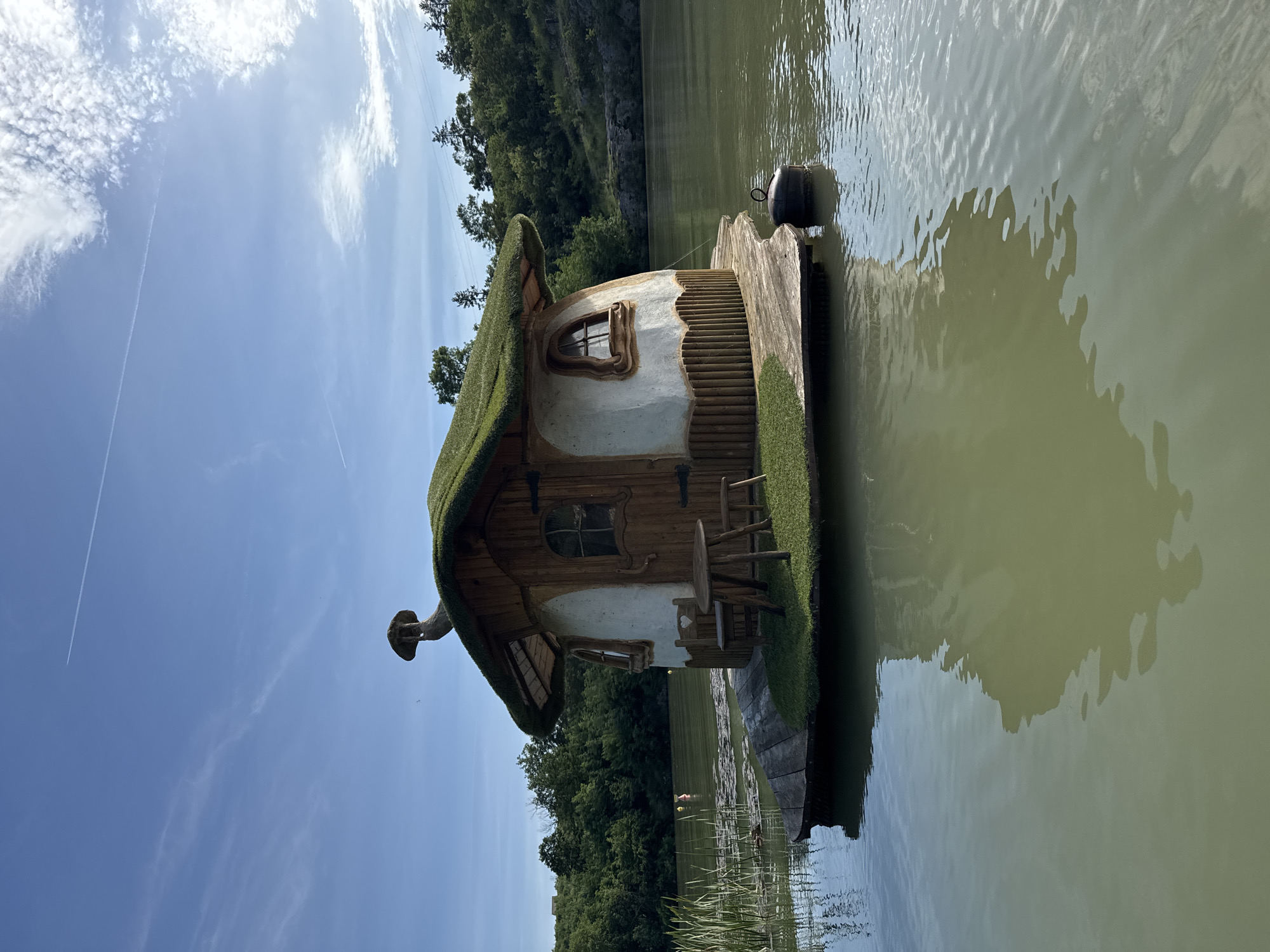 Boat tour captures whimsical floating architecture near Lukovit, Bulgaria