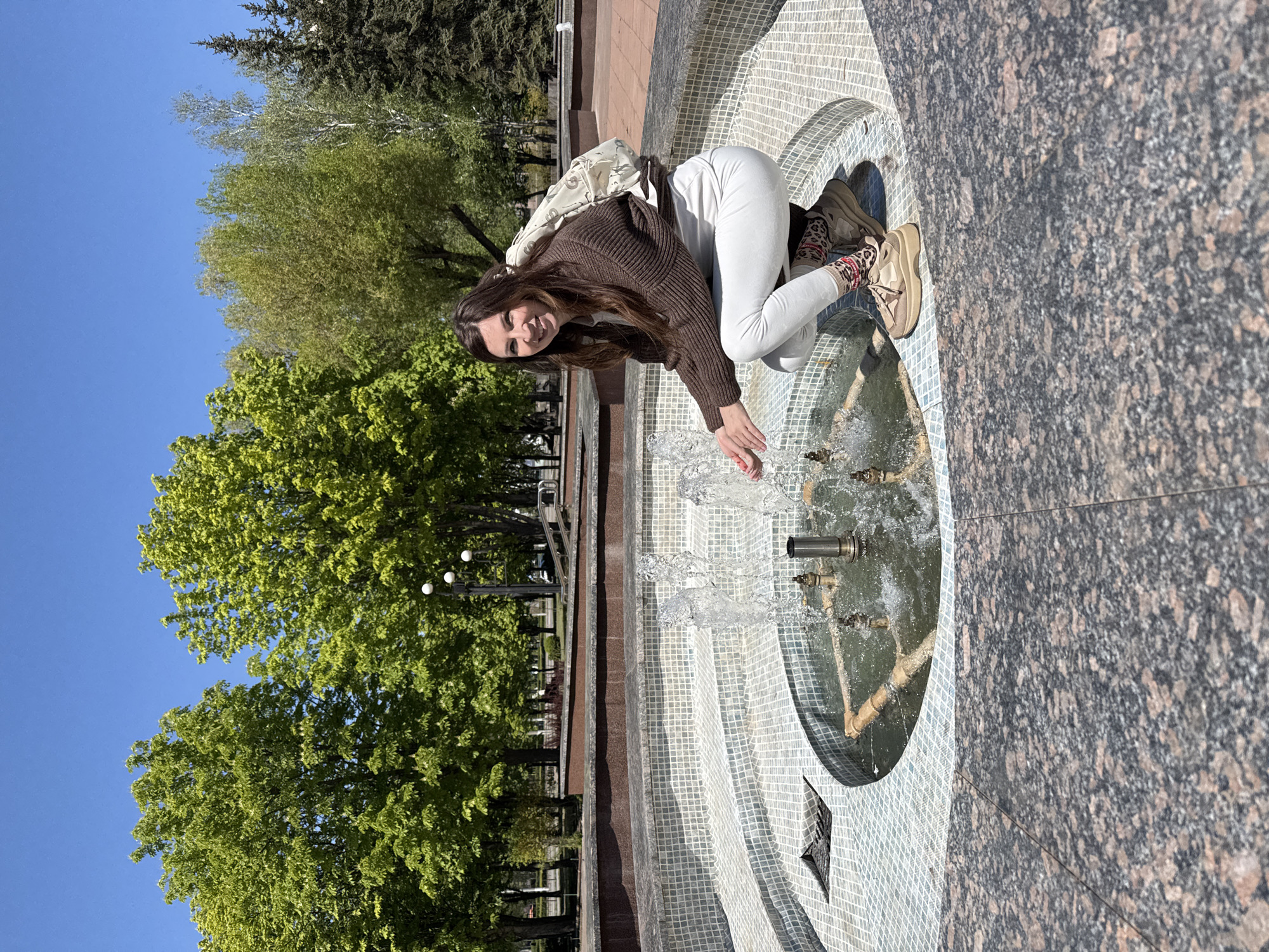 Couple documents spring park visit in Kryvyi Rih Ukraine