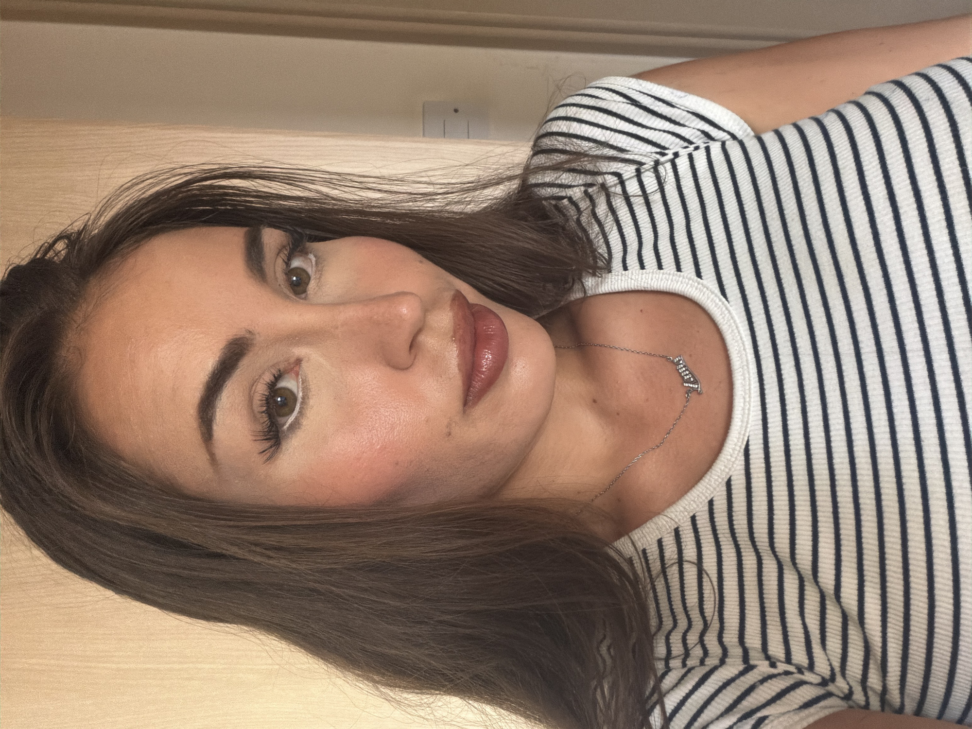 Portrait session in Tersefanou, Cyprus, striped shirt and Luna necklace