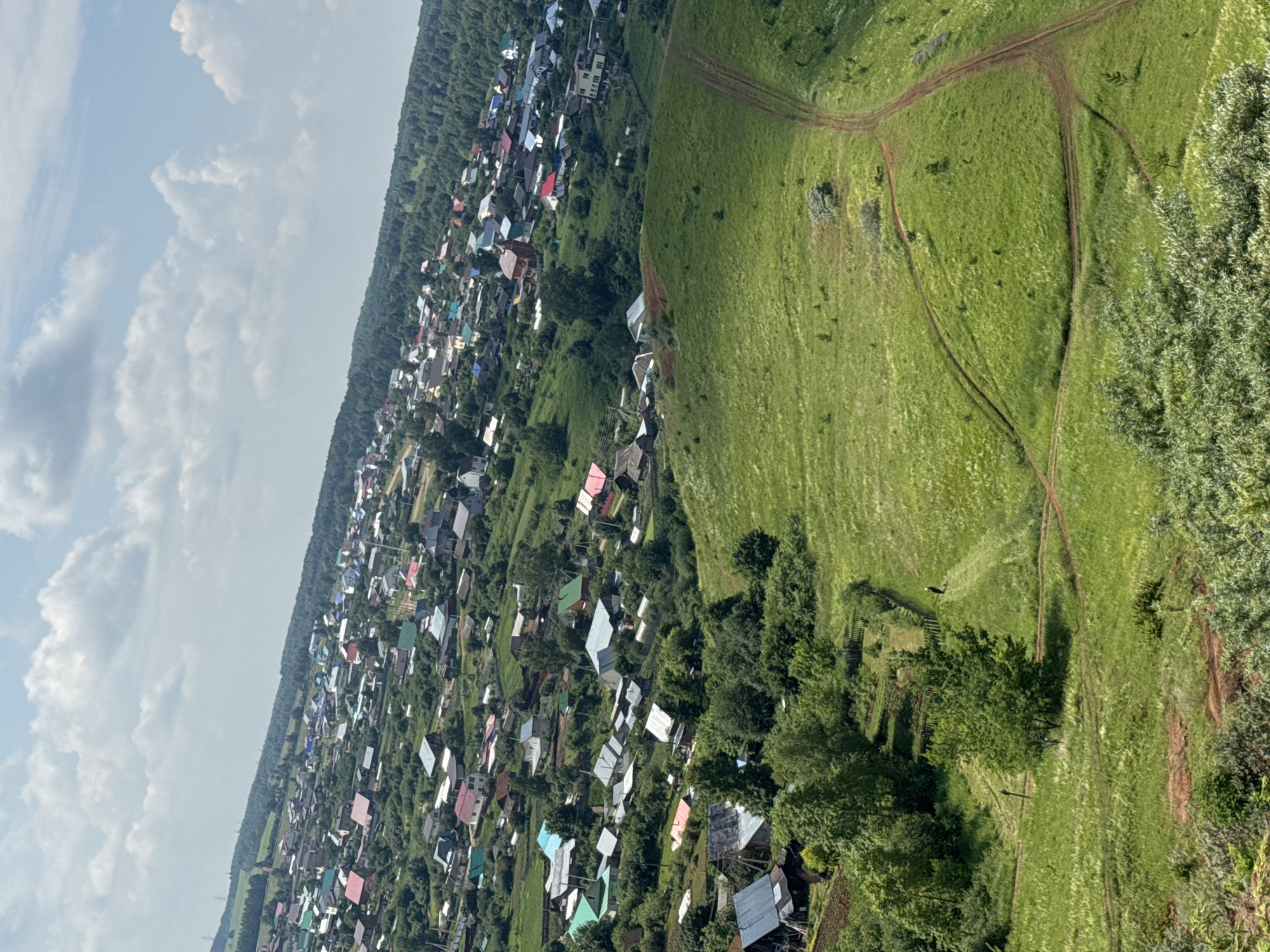 Hilltop views over the Volga and village of Olkhovka, Russia