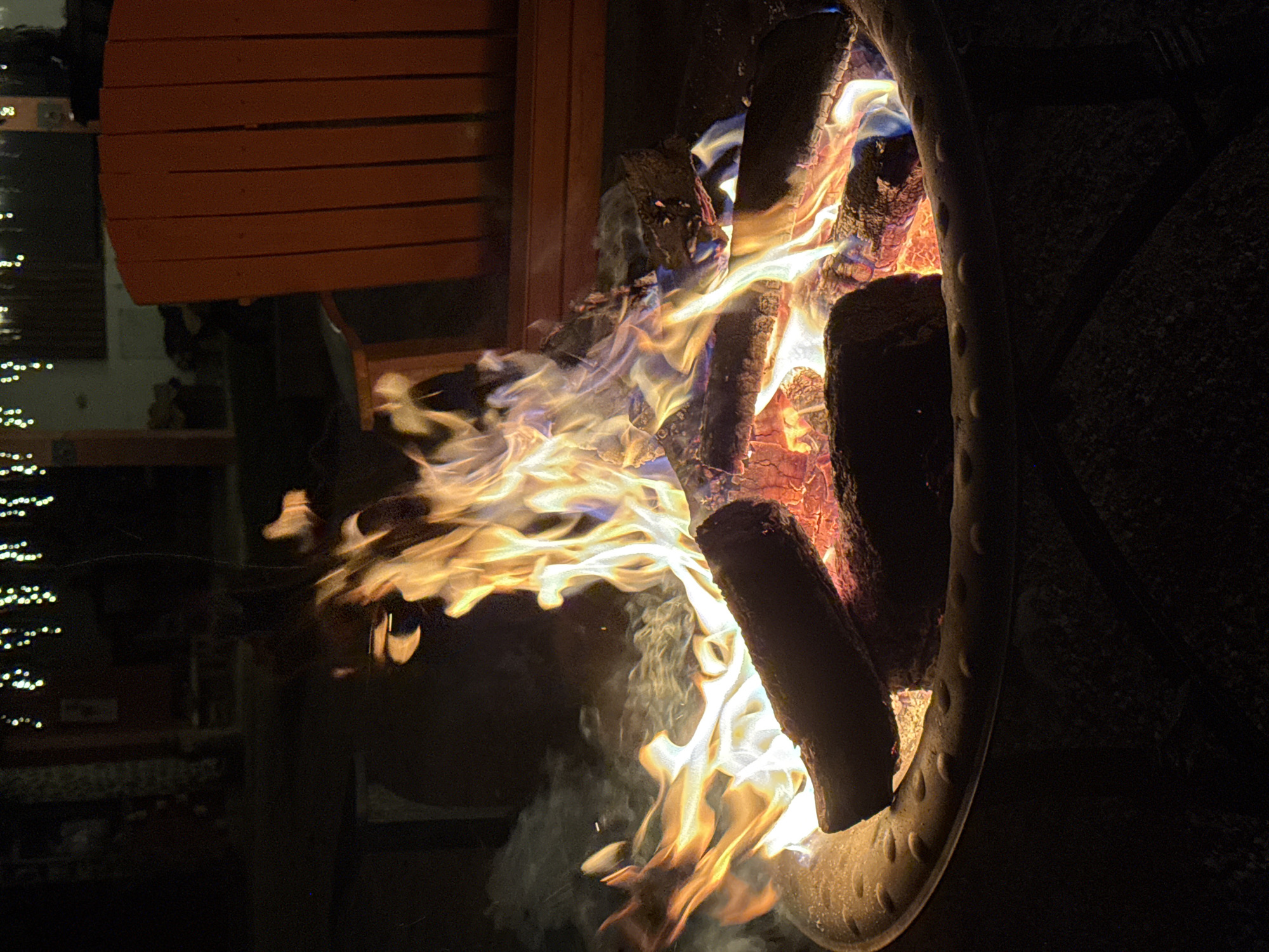 Fire pit and horse skull photographed in Mexican town