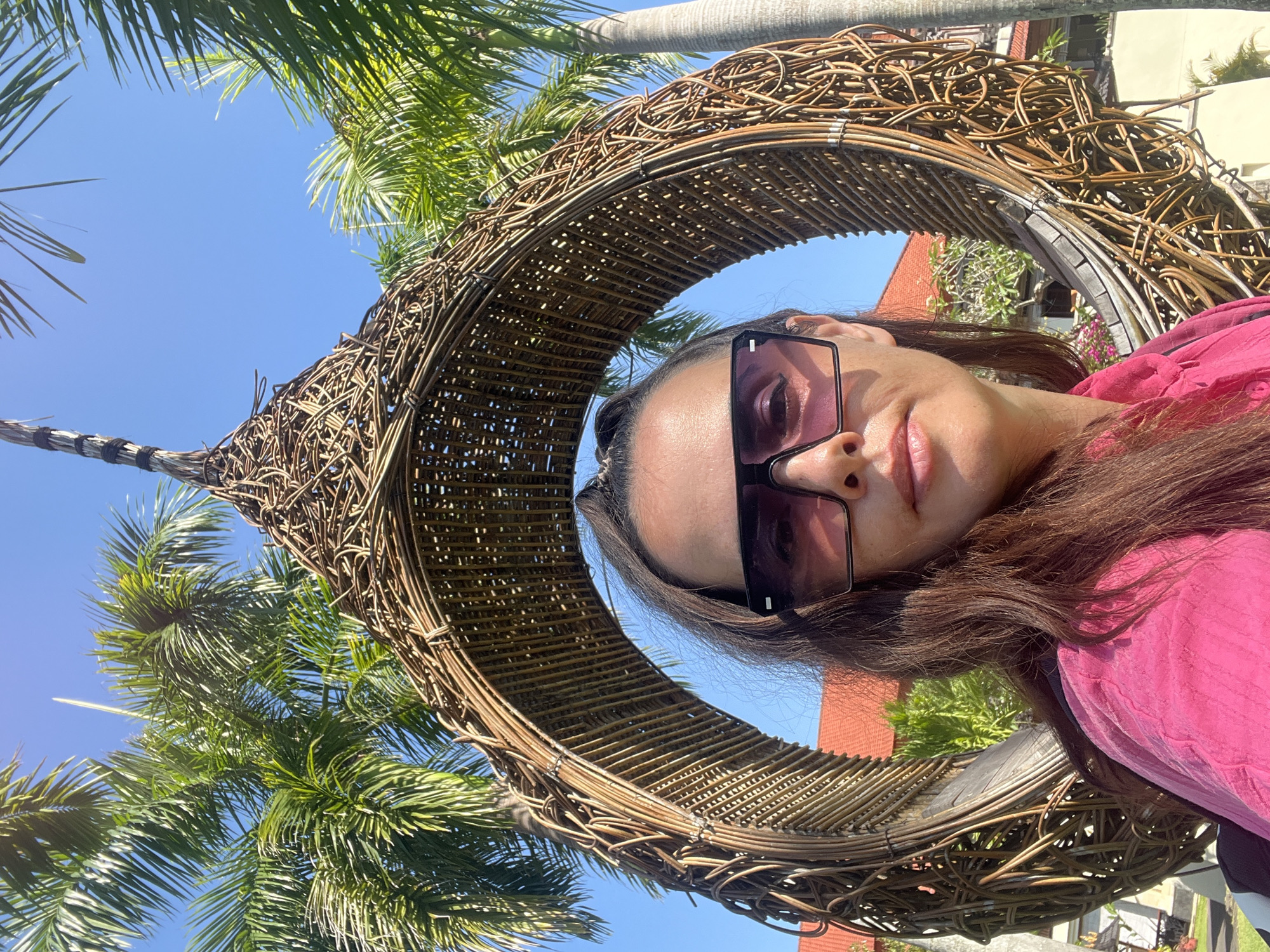 Selfies at woven nest swing in Kuta Selatan