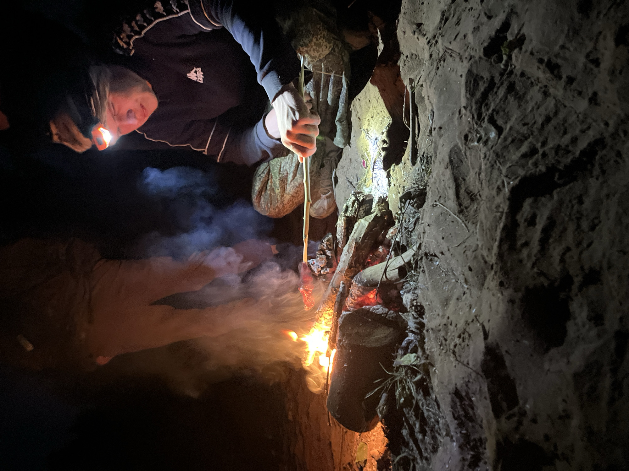 Nighttime campfire gathering in Chaikovsky, Russia