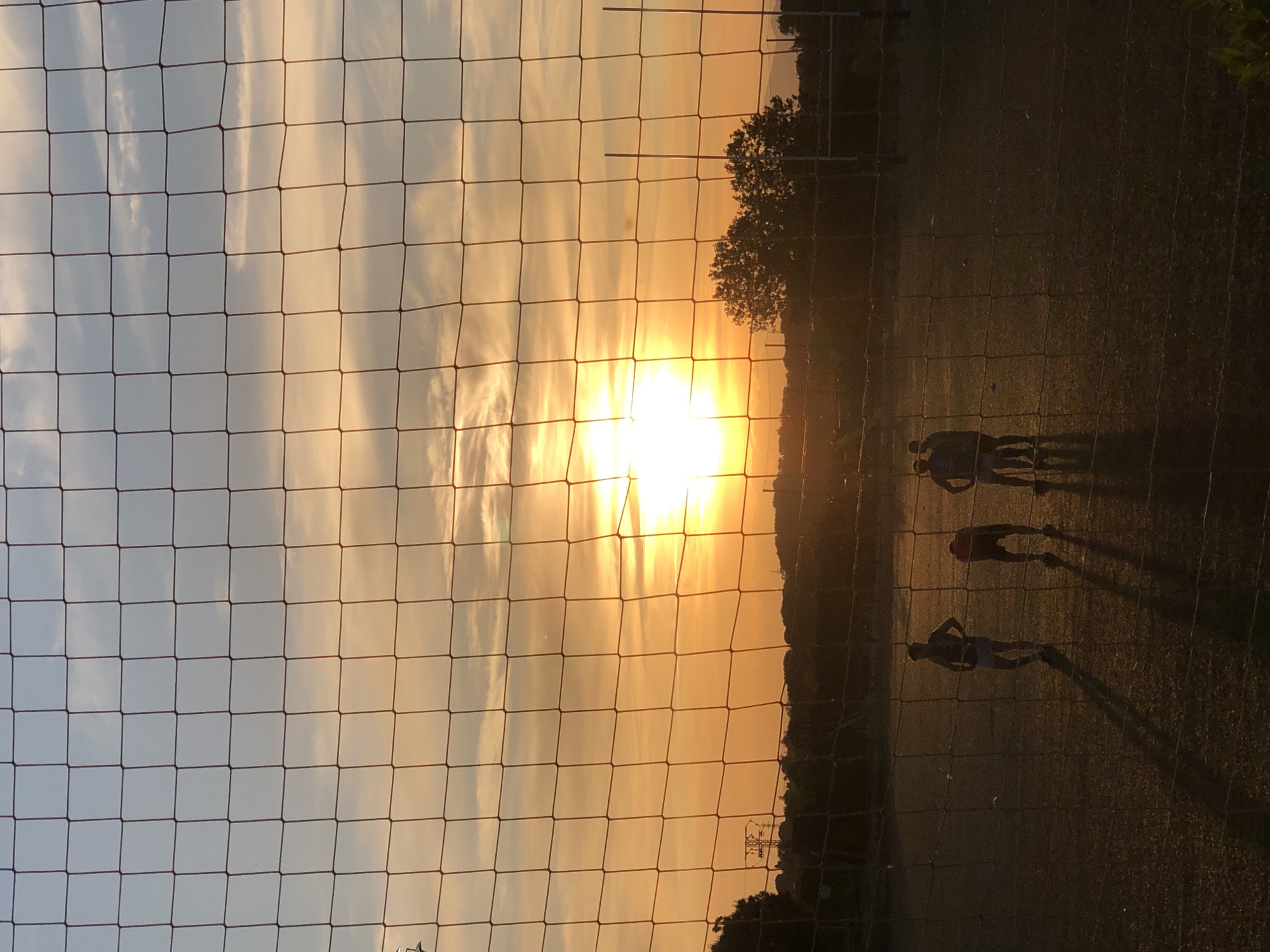Sunset observed through grid net in Pozuelo De Alarcón