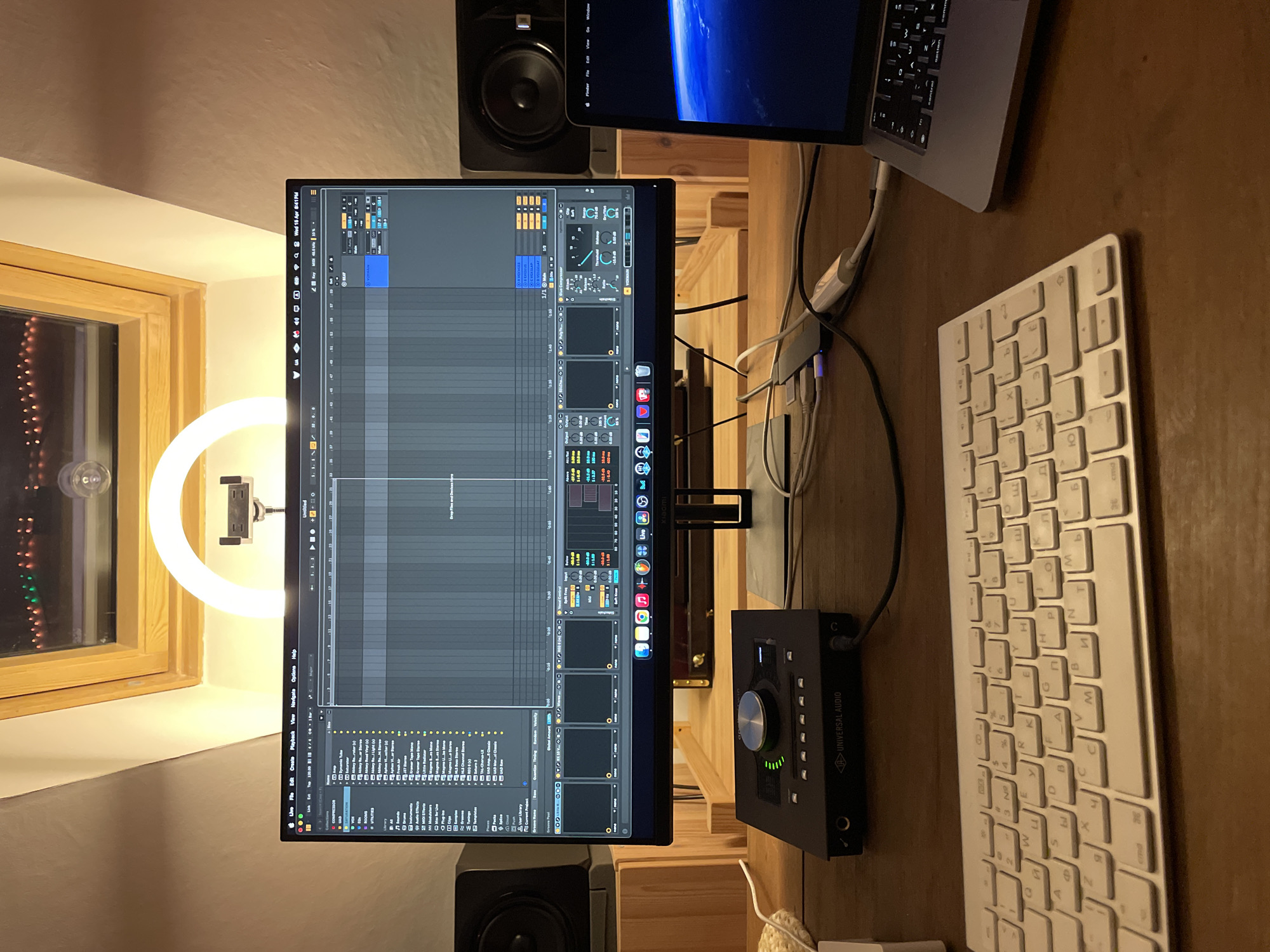 Music production studio setup documented with professional equipment