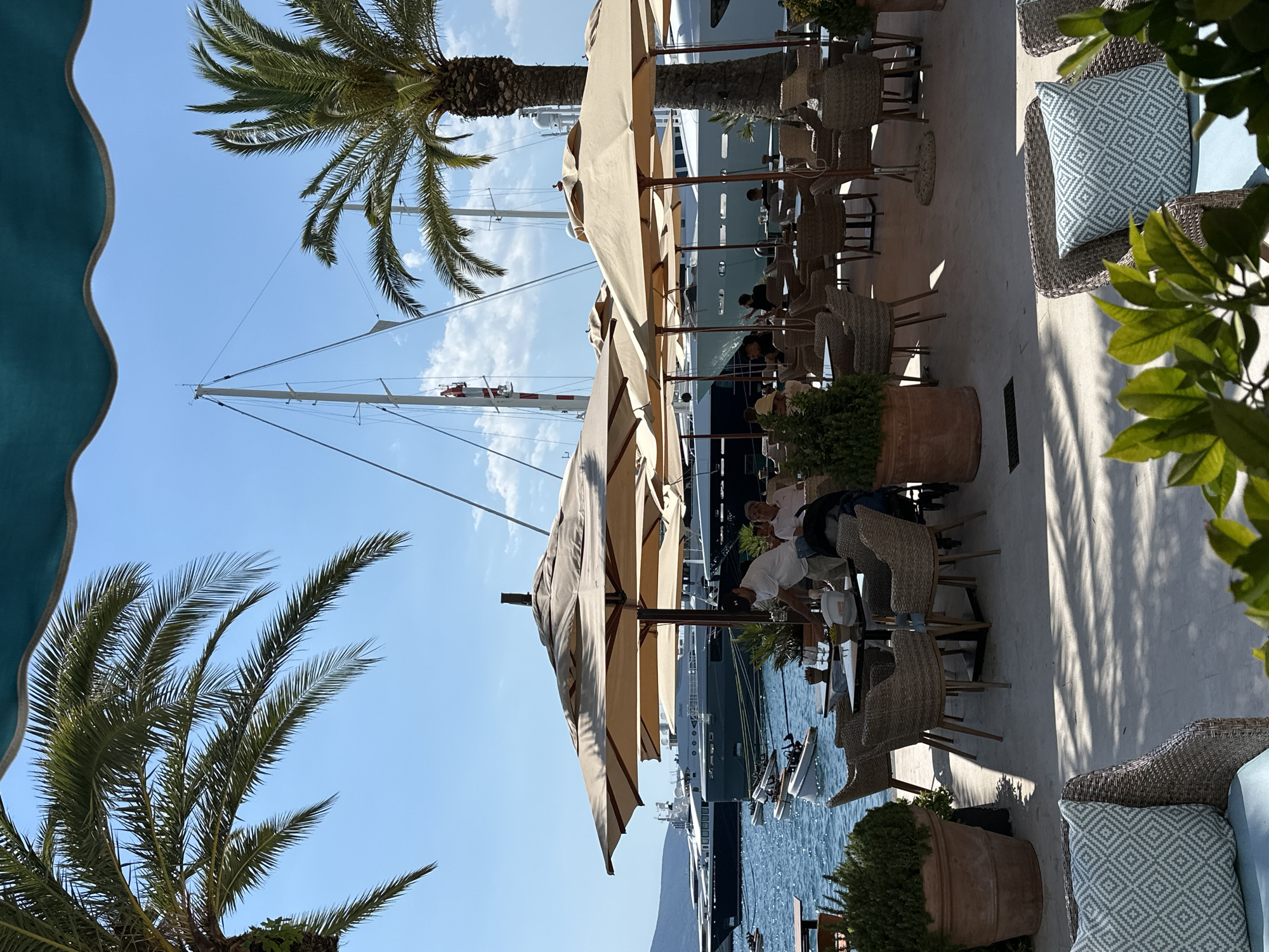 Sunny afternoon at a waterfront café in Montenegro