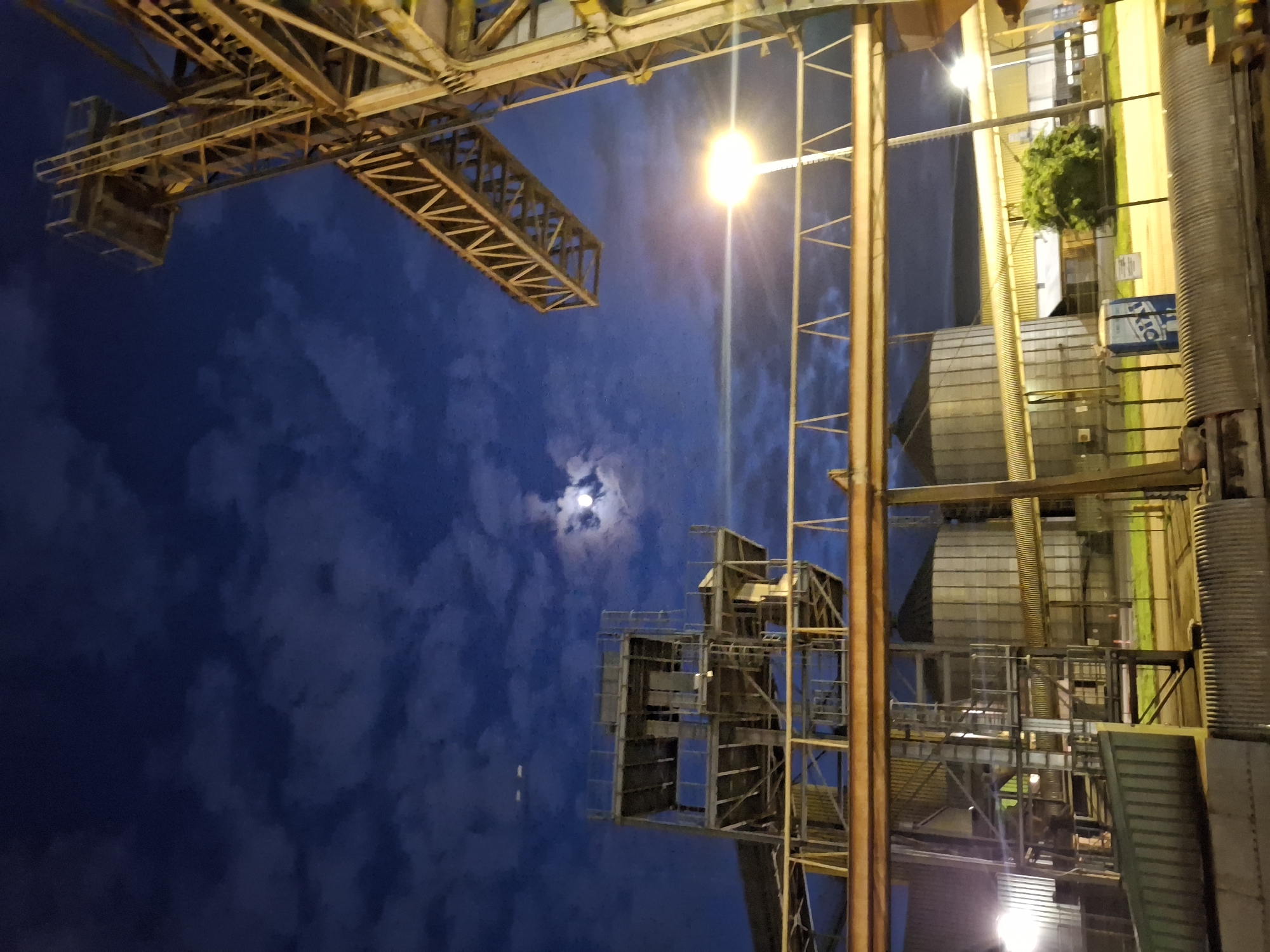 Nighttime cargo operations observed at Rostock industrial port facility