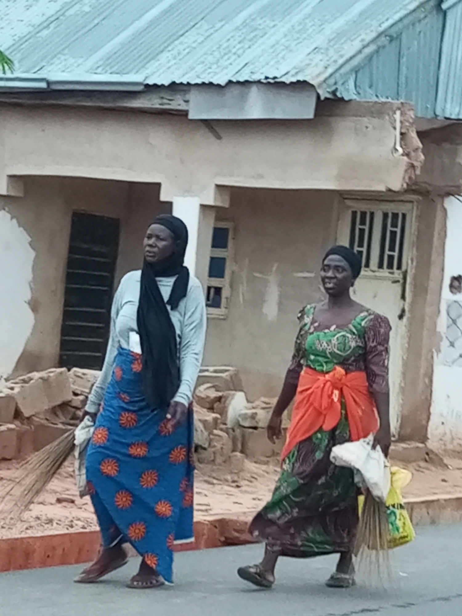 Morning foot traffic on the streets of Gombe, Nigeria