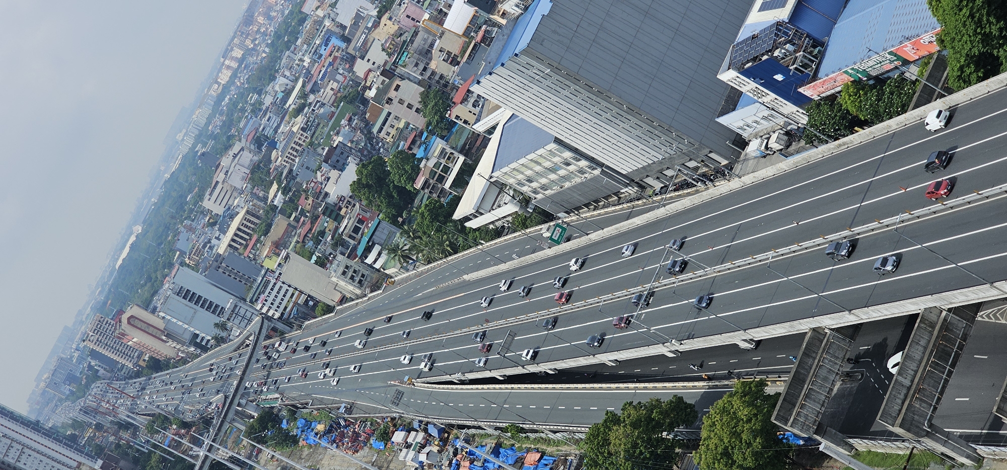 Heavy traffic flows along Makati's elevated Skyway System