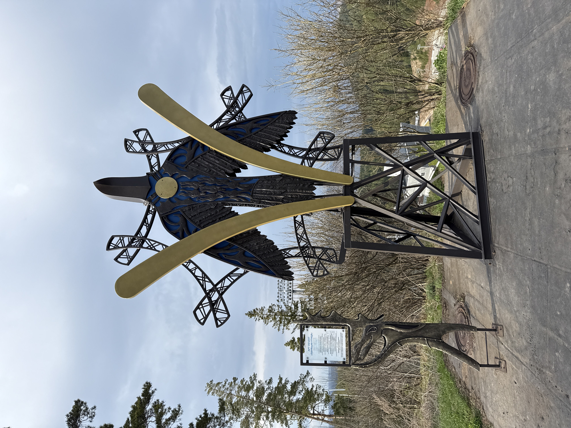 Bird sculpture art installation spotted in Прикамский, Russia