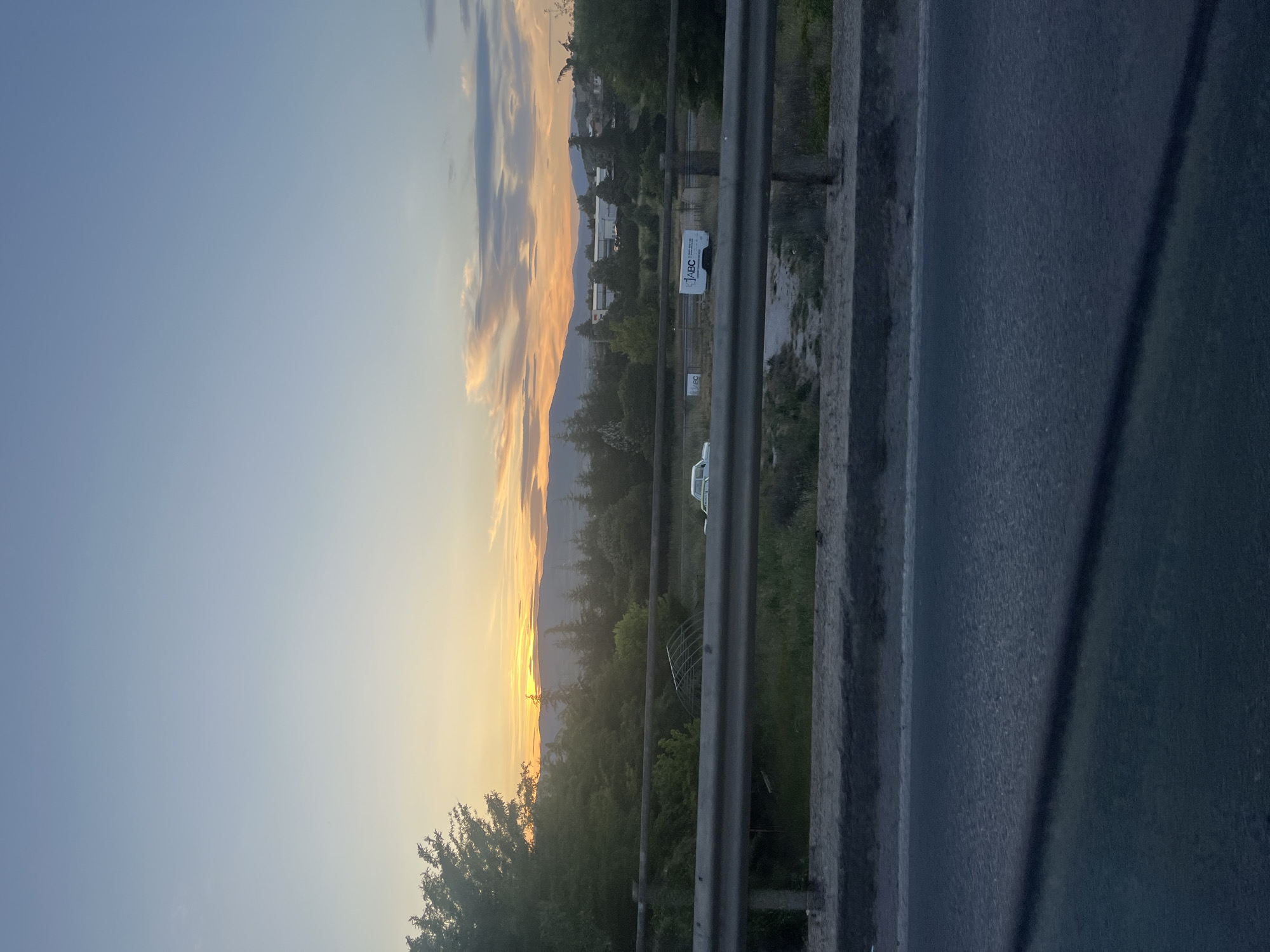 Evening views captured from Blagoevgrad bridge or overpass