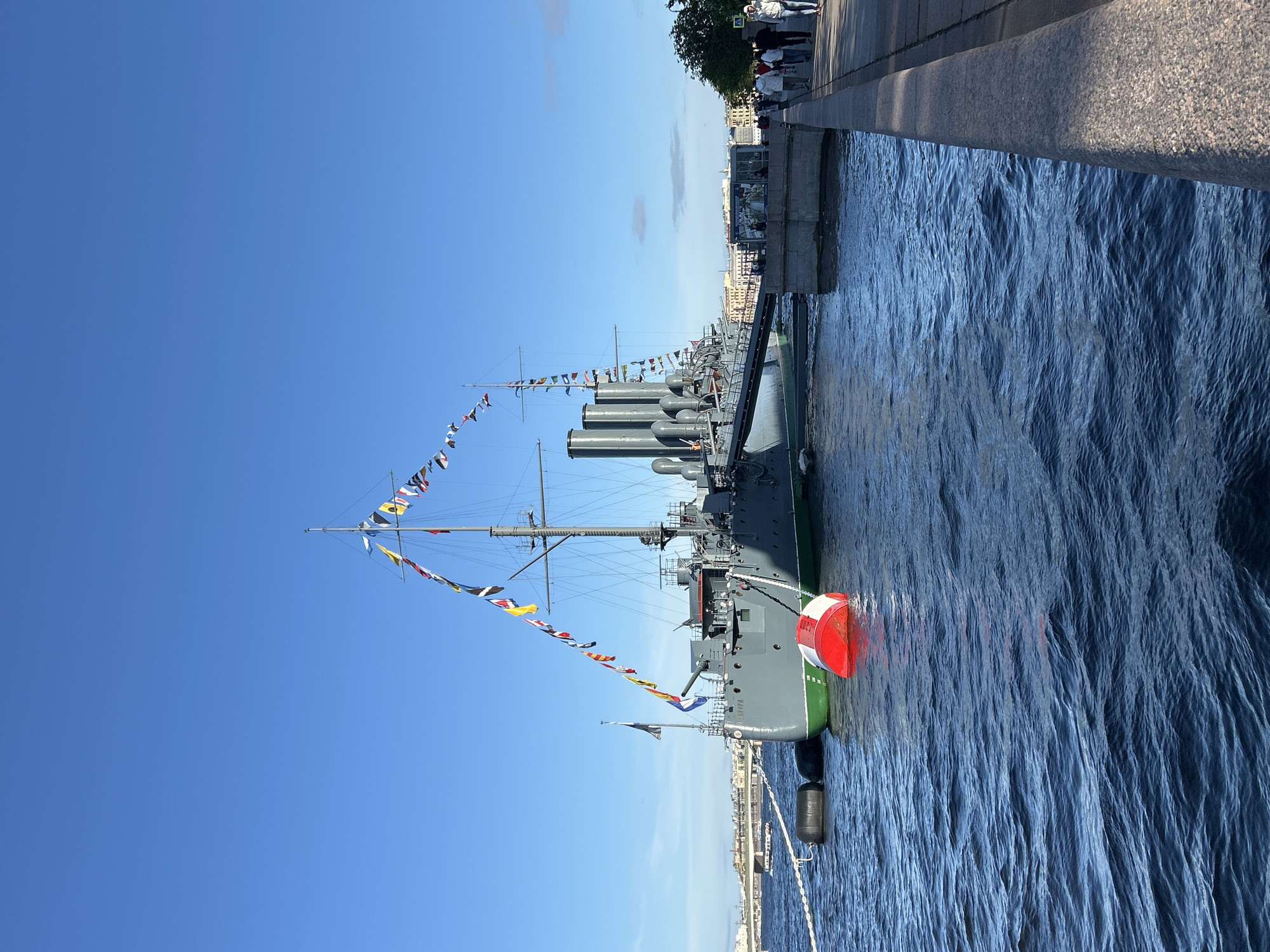 Historic Russian cruiser Aurora documented docked in St. Petersburg