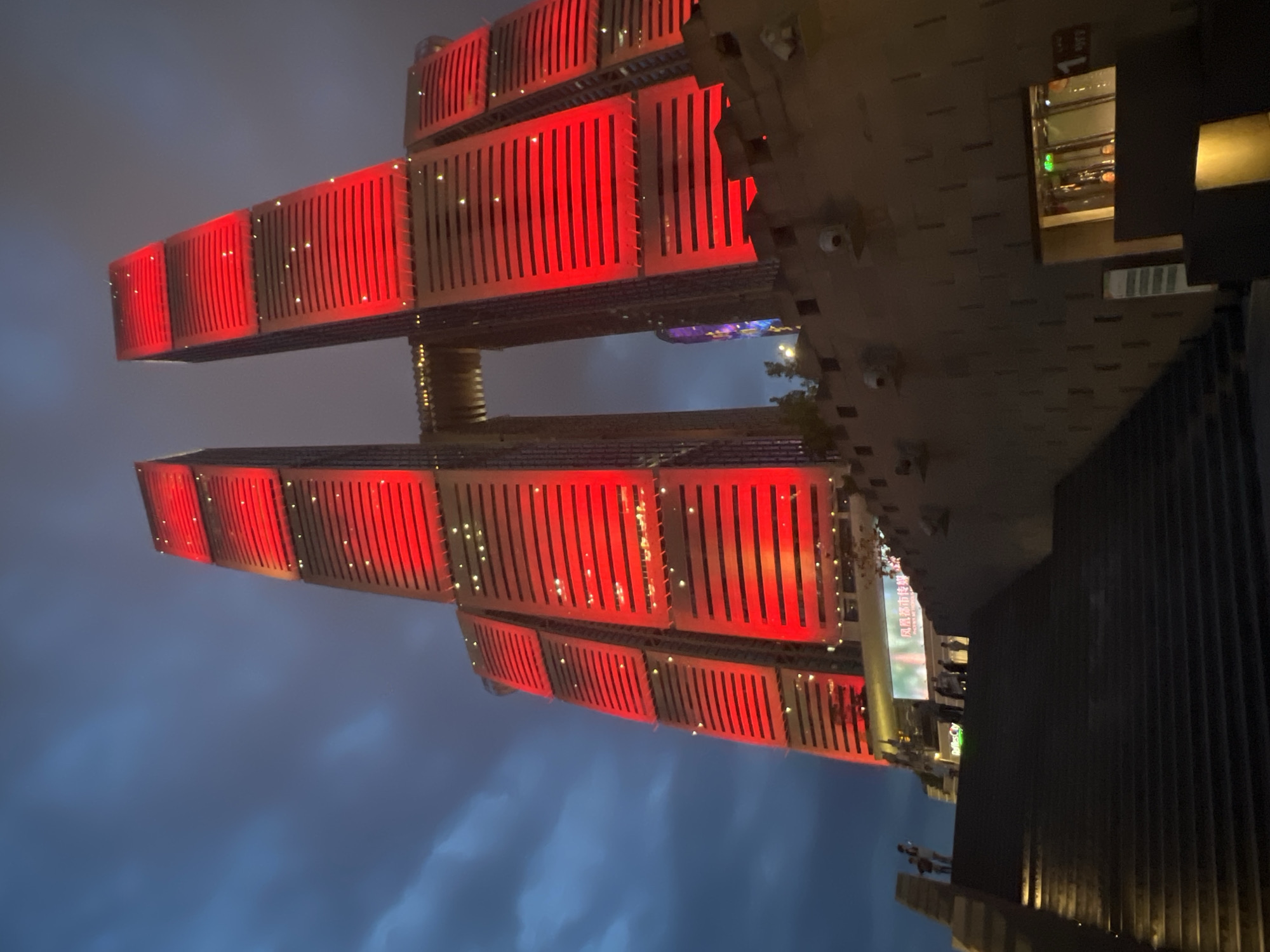 Chongqing's Yuzhong District skyline and riverfront lit up at night