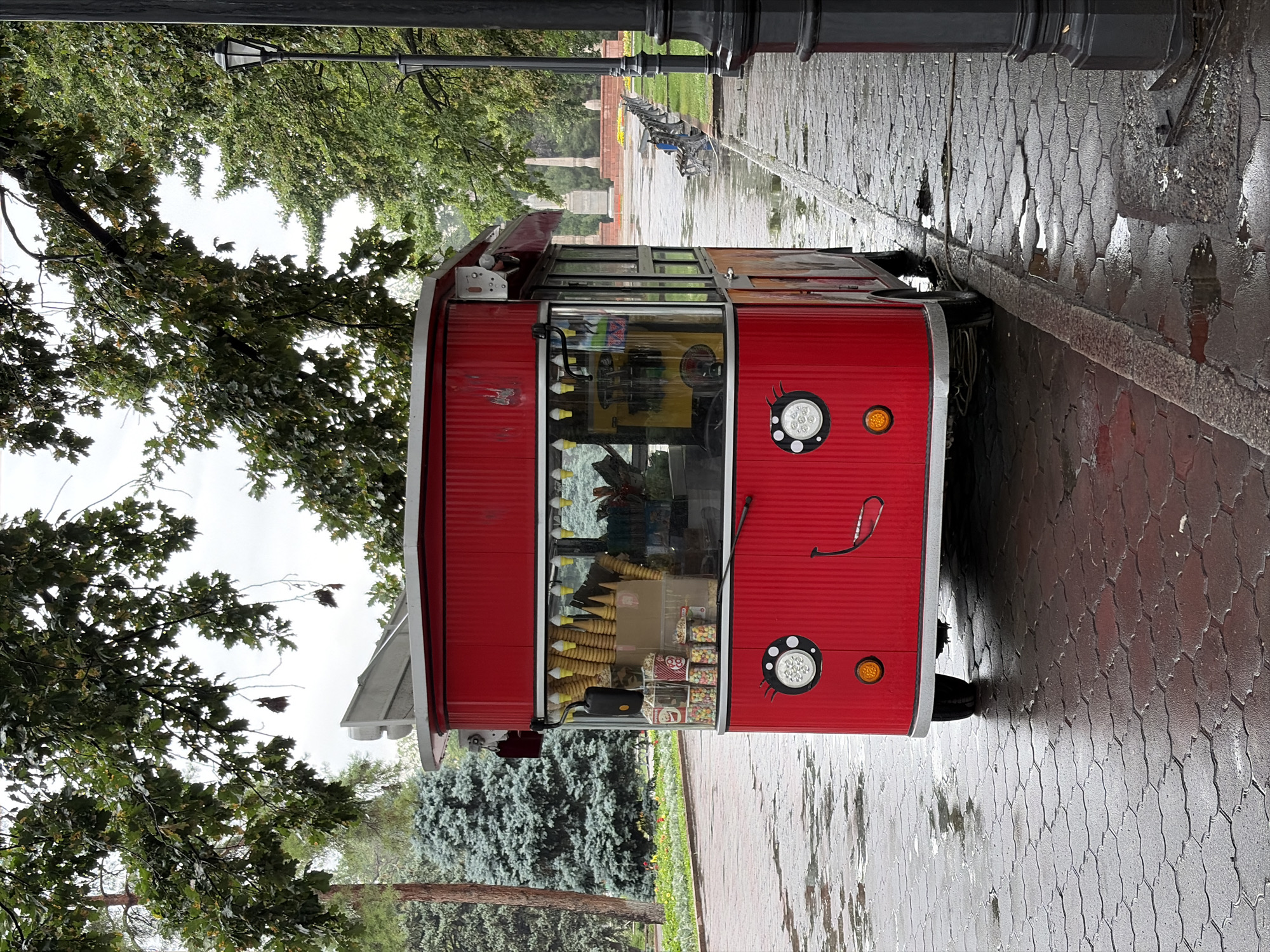 Rainy morning street scenes across central Bishkek