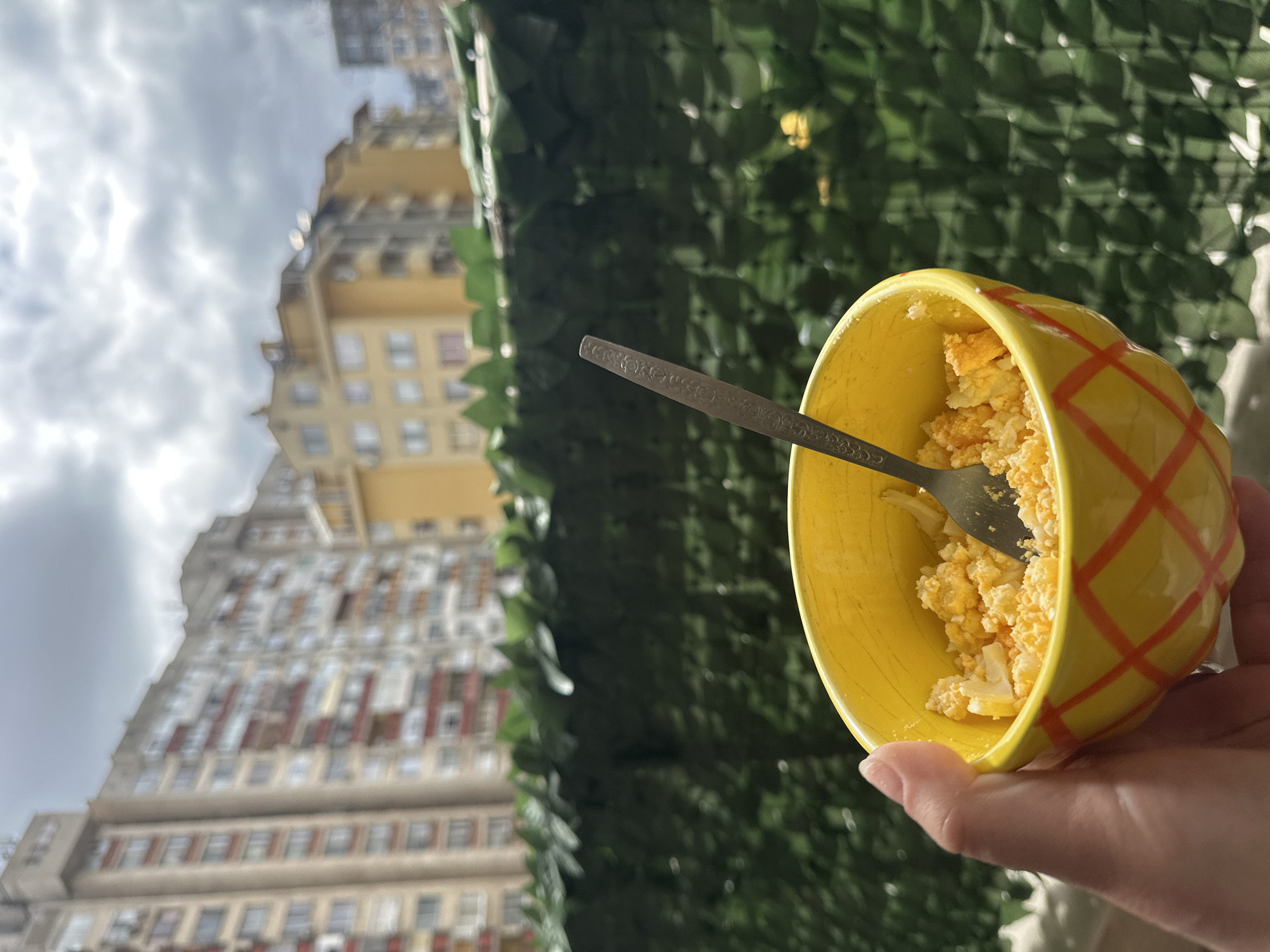 Morning scenes captured in Plovdiv: breakfast and motorcycle