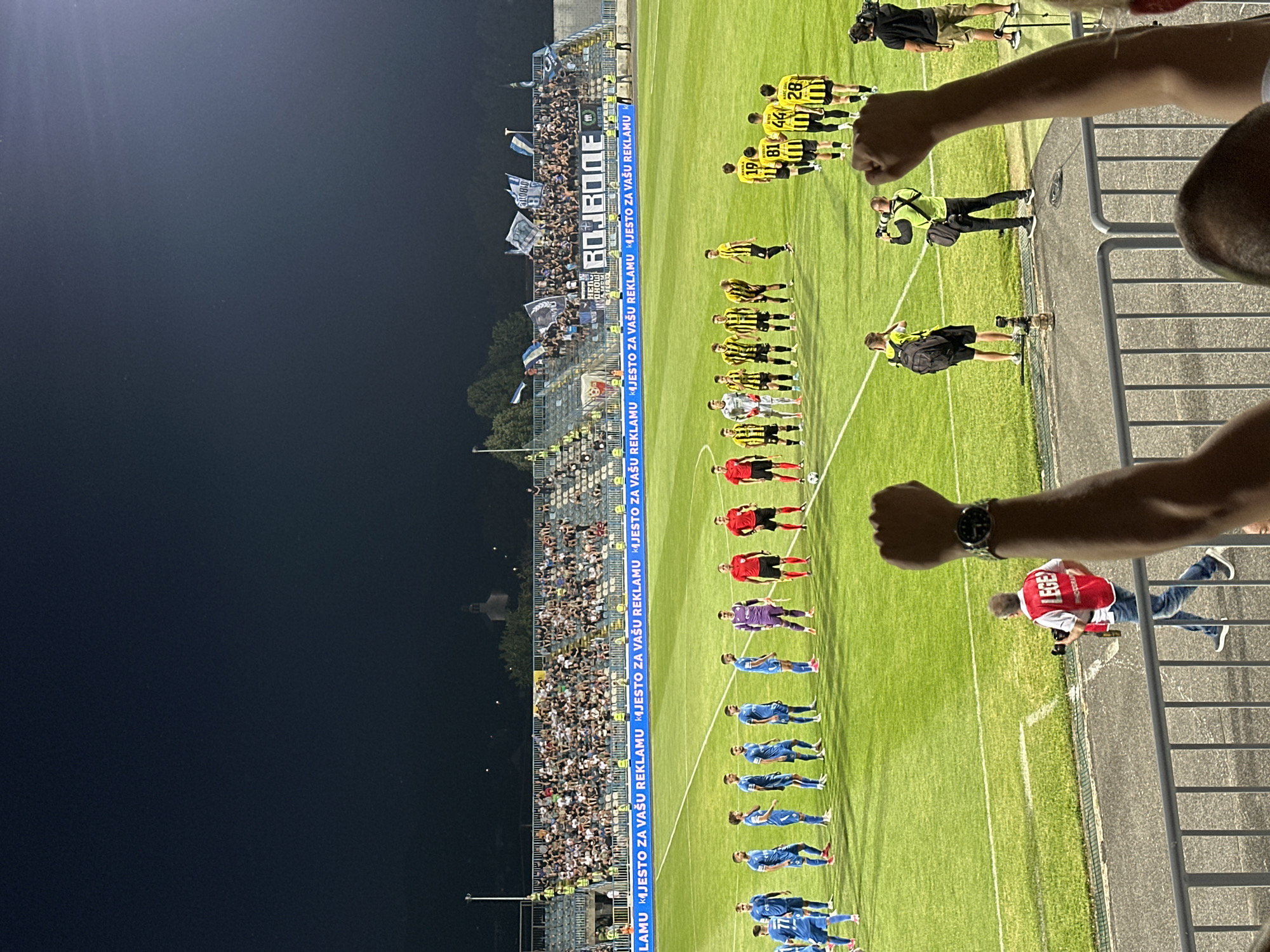 Night match at FK Sutjeska's stadium in Nikšić, Montenegro