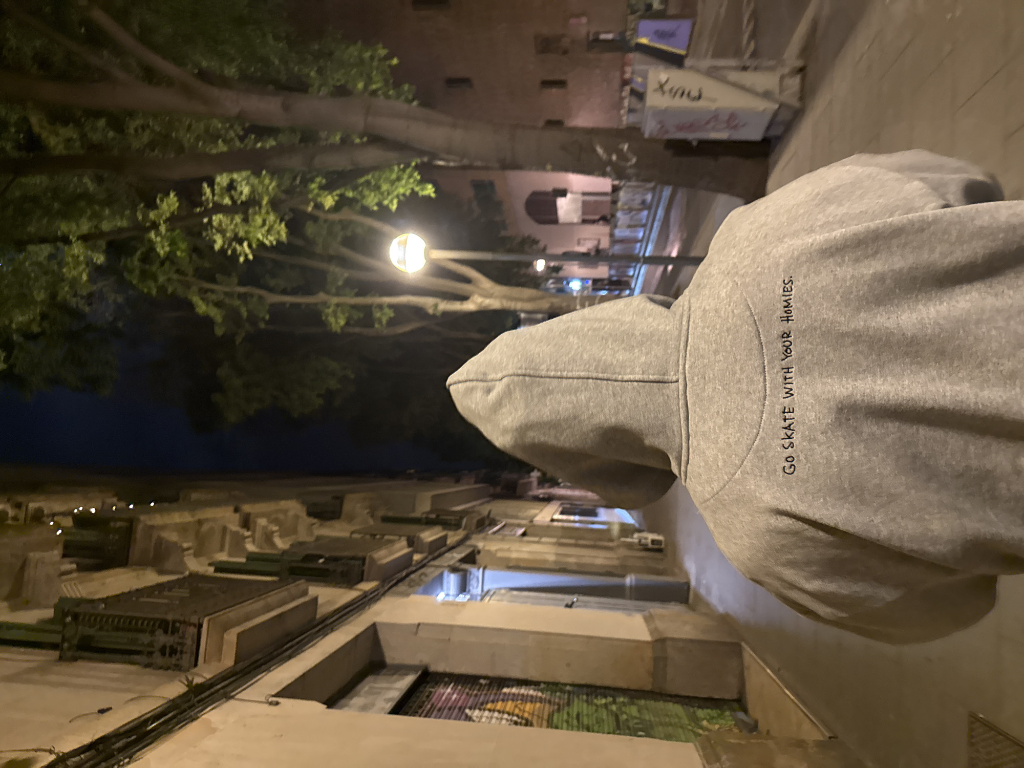 Elevated nighttime view captured in Barcelona public space