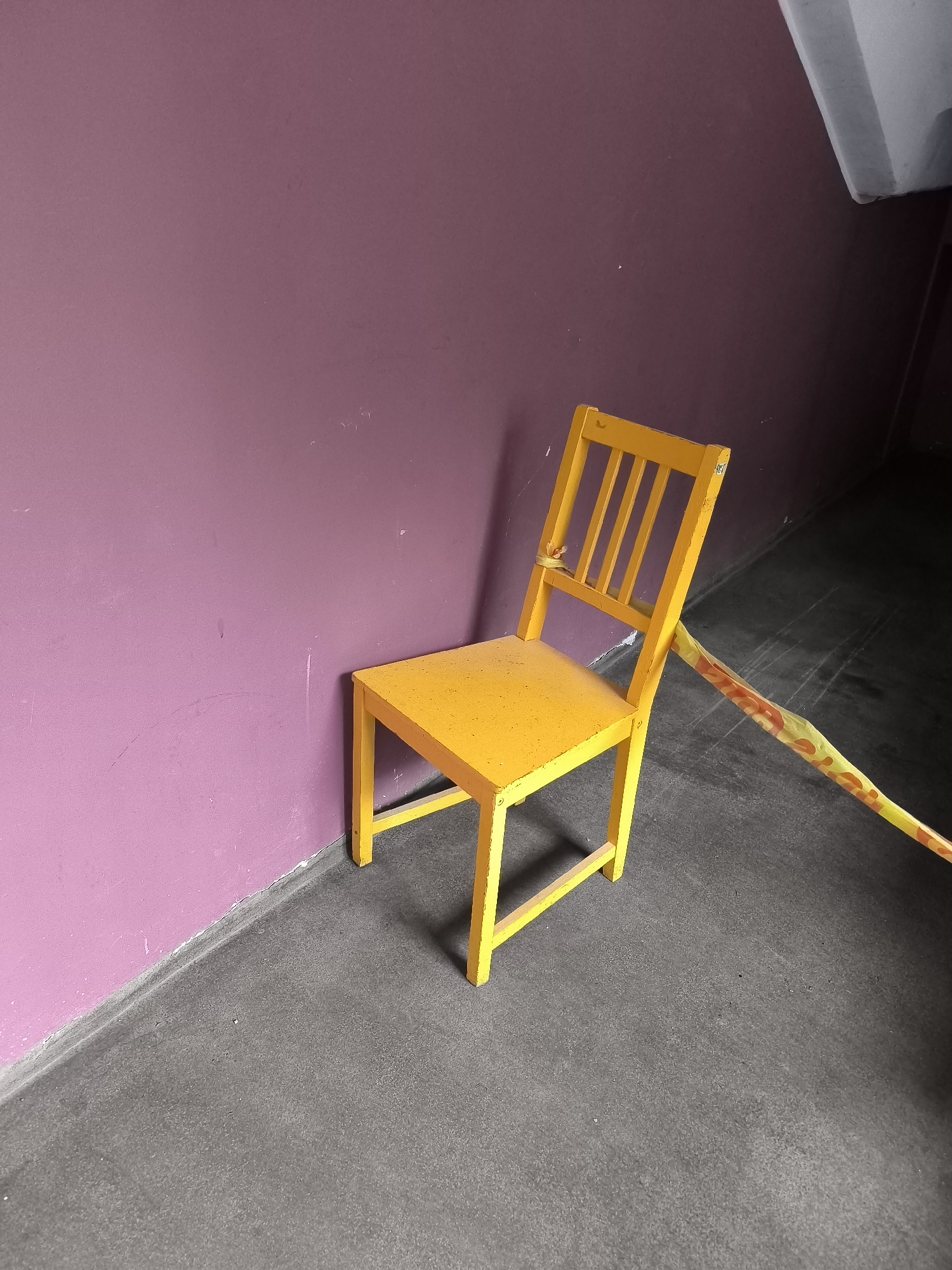 Tallinn resident documents chair, hallway, and flowers in afternoon