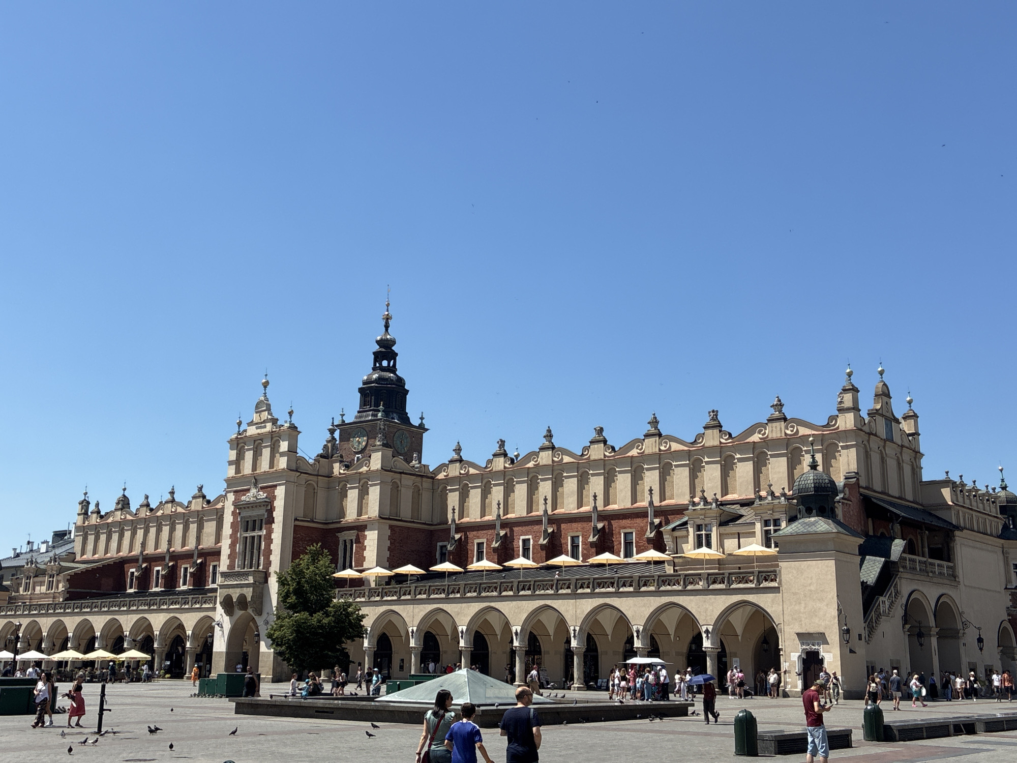 Krakow Old Town landmarks on a sunny summer morning