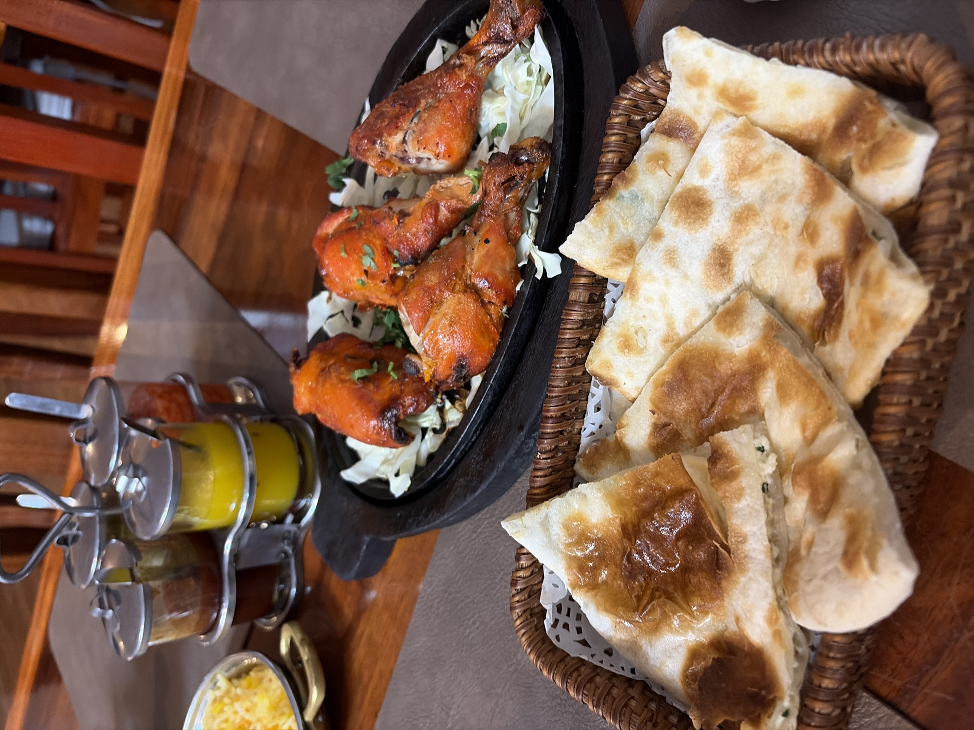Tandoori chicken and naan at a Ko Samui Indian restaurant
