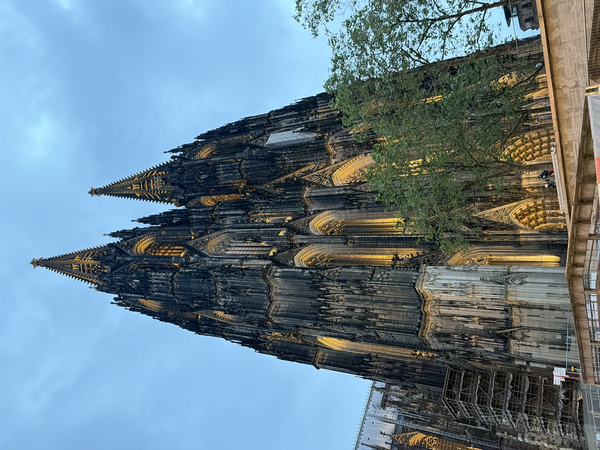 Evening visitors capture Cologne Cathedral's illuminated Gothic architecture