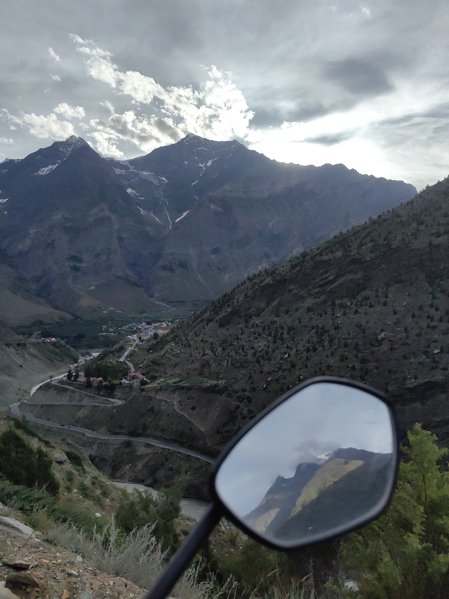 Winding mountain road above a river valley, Tandi, India