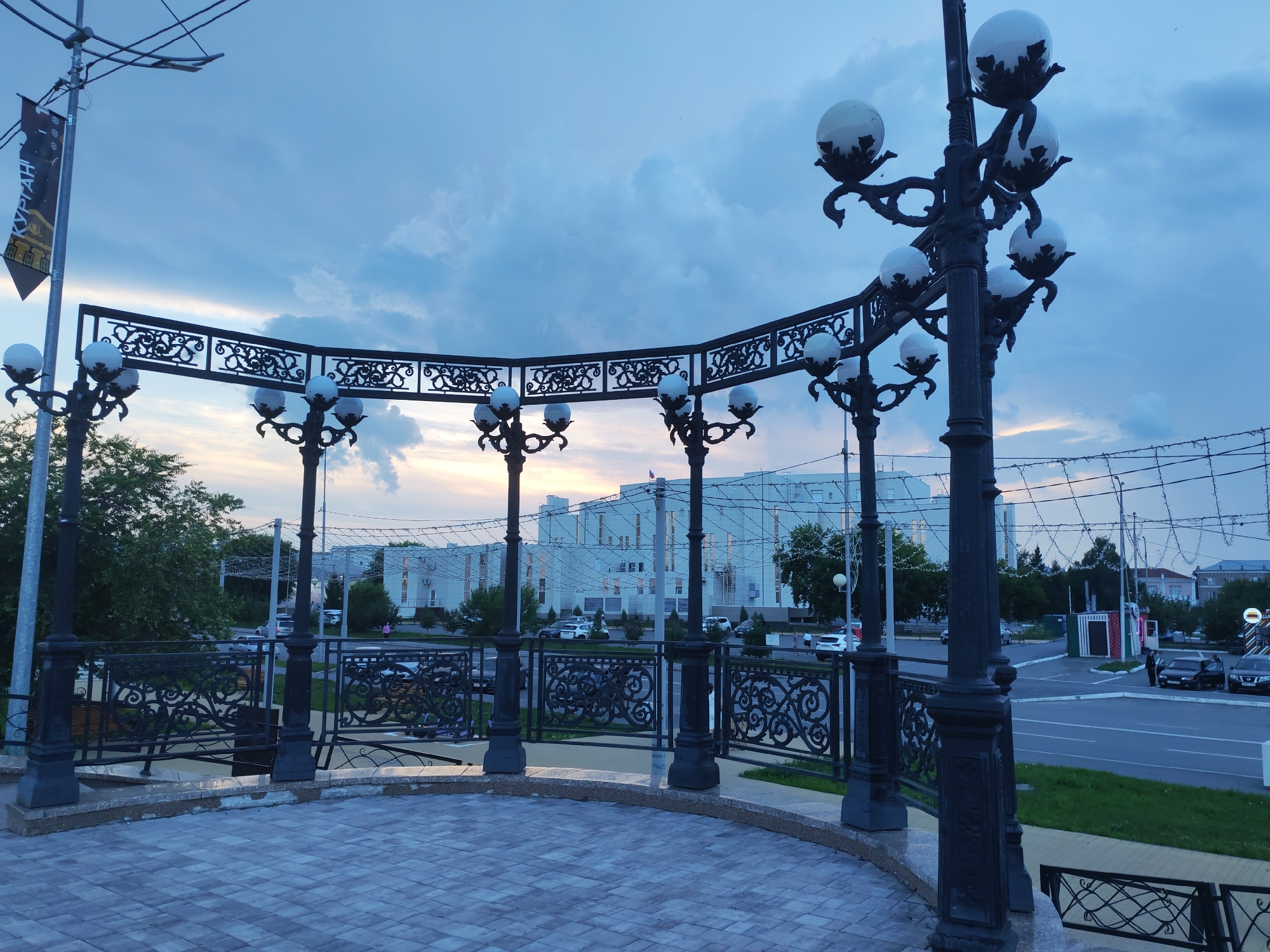 Summer afternoon along a Russian city's riverside and park