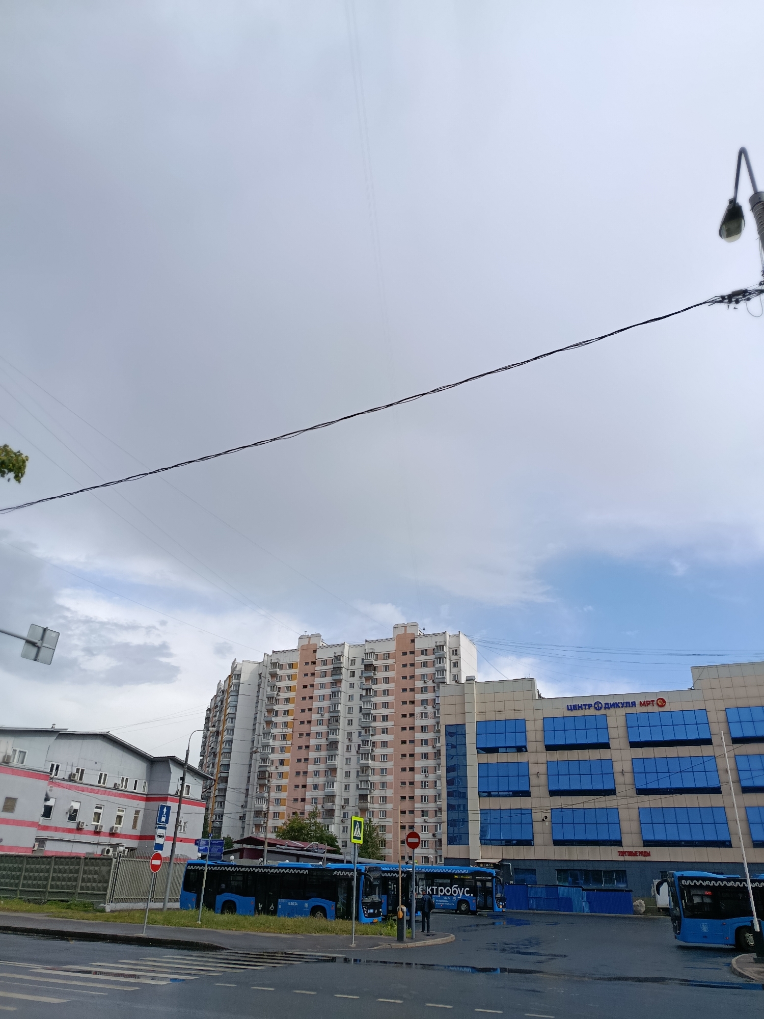 Rainy afternoon in a Moscow neighborhood mid-construction and mid-summer