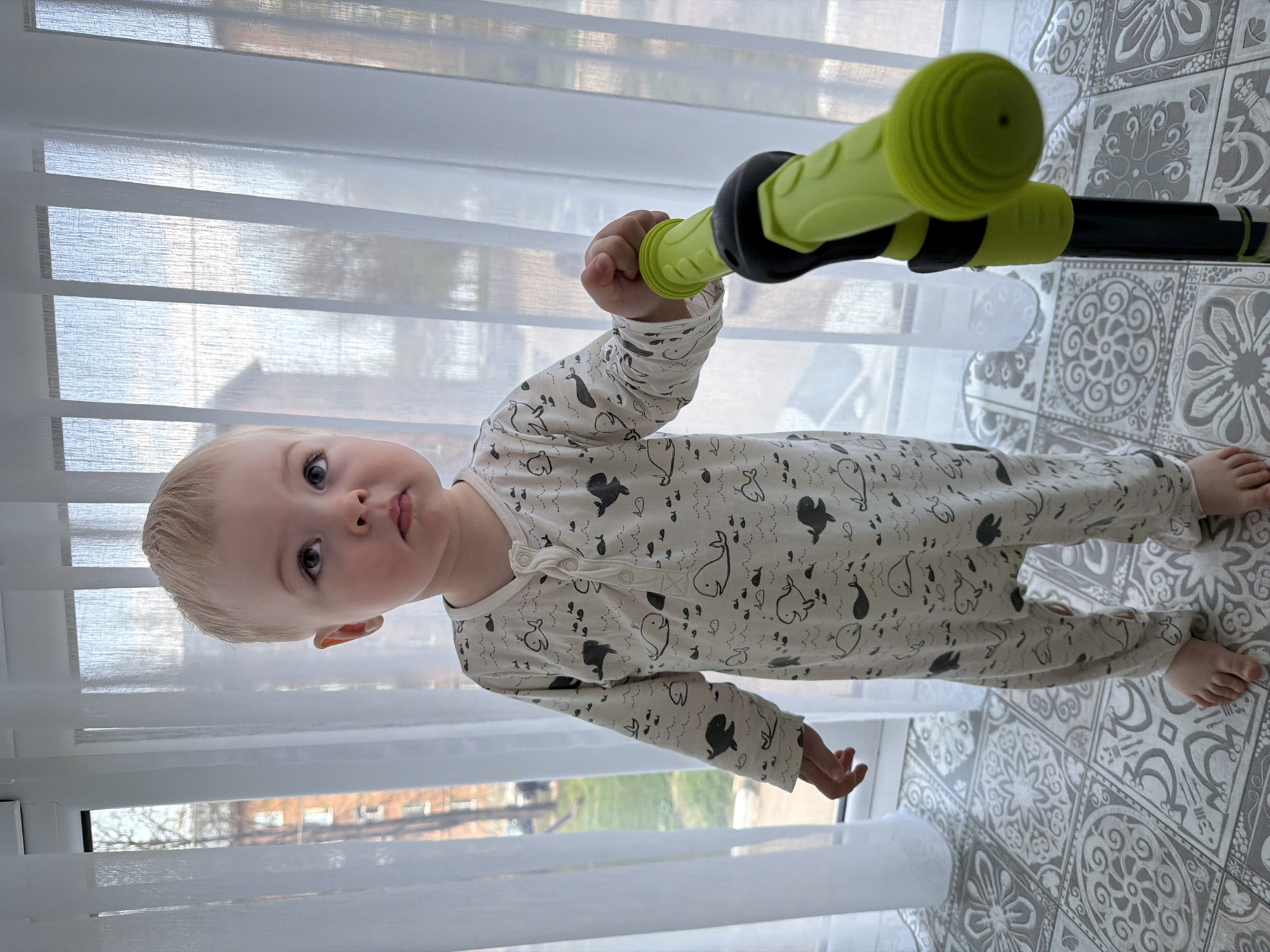 Morning family moments with toddler and dog in Votkinsk