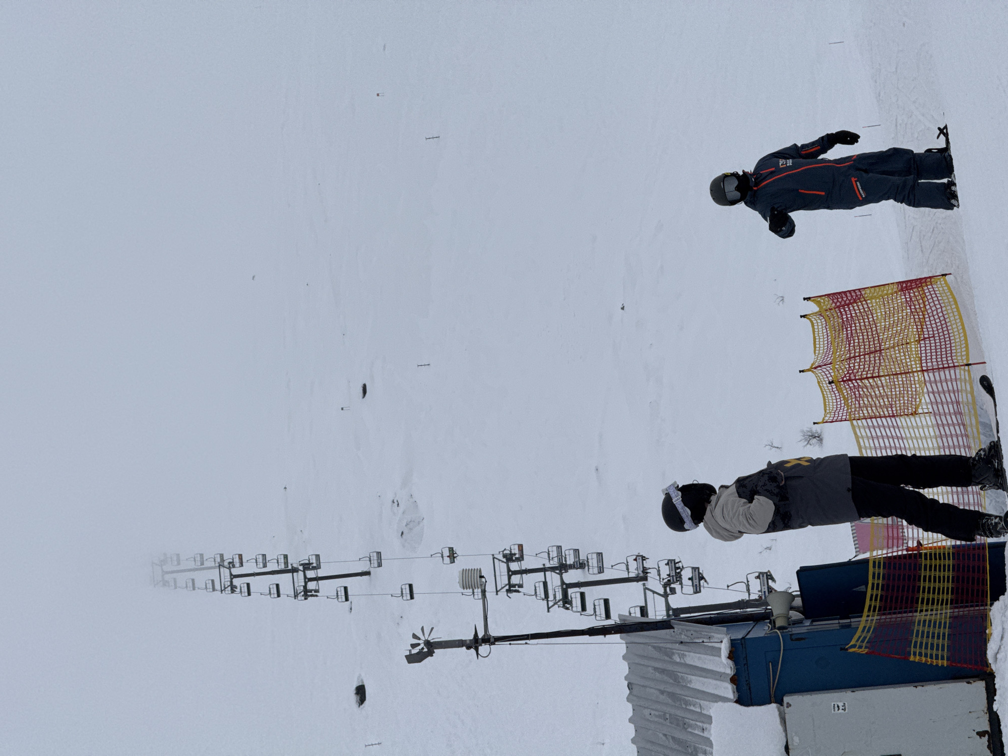 Skiers brave foggy conditions at Russian mountain resort