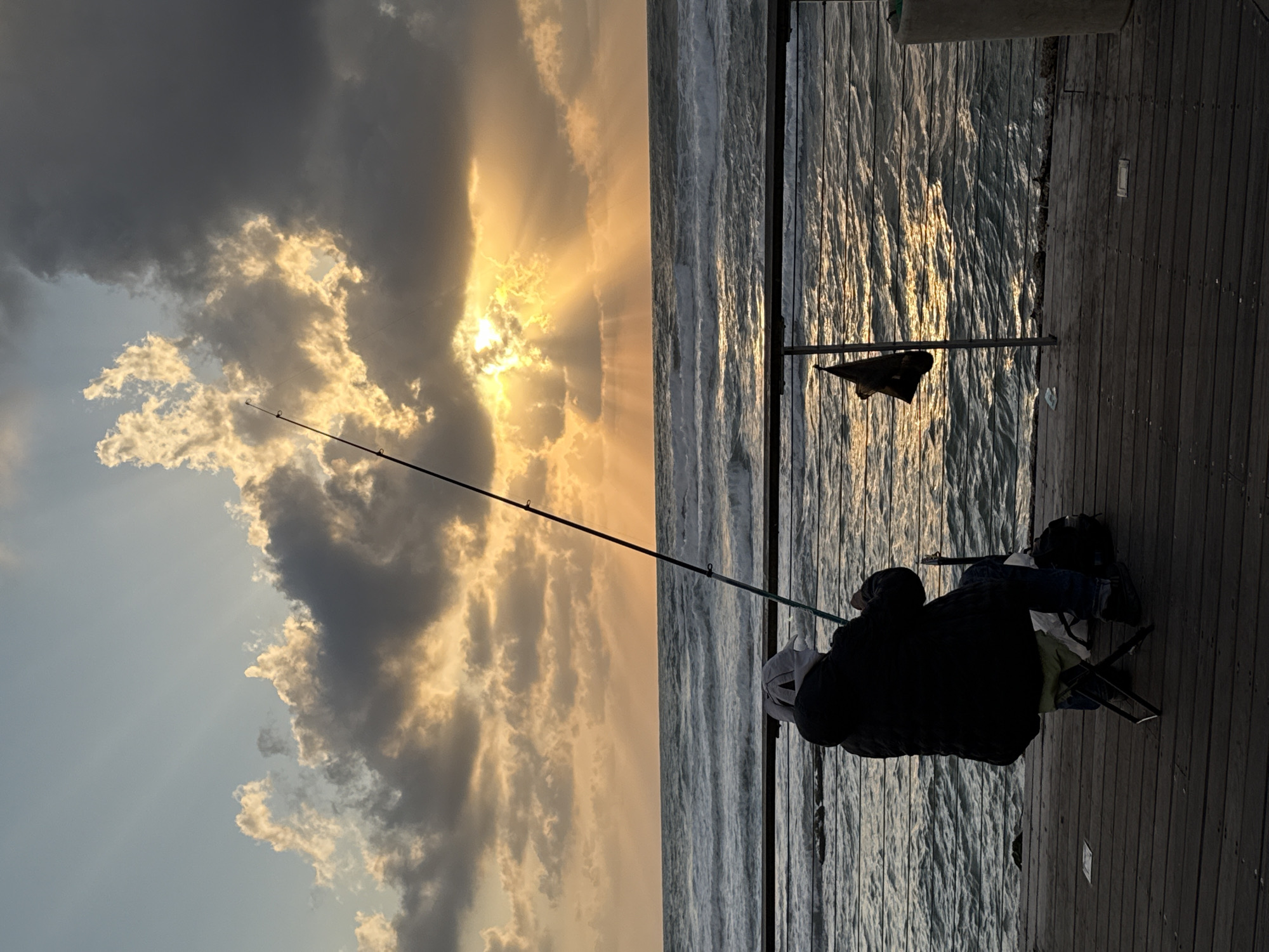 Sunset fishing observed on Tel Aviv pier