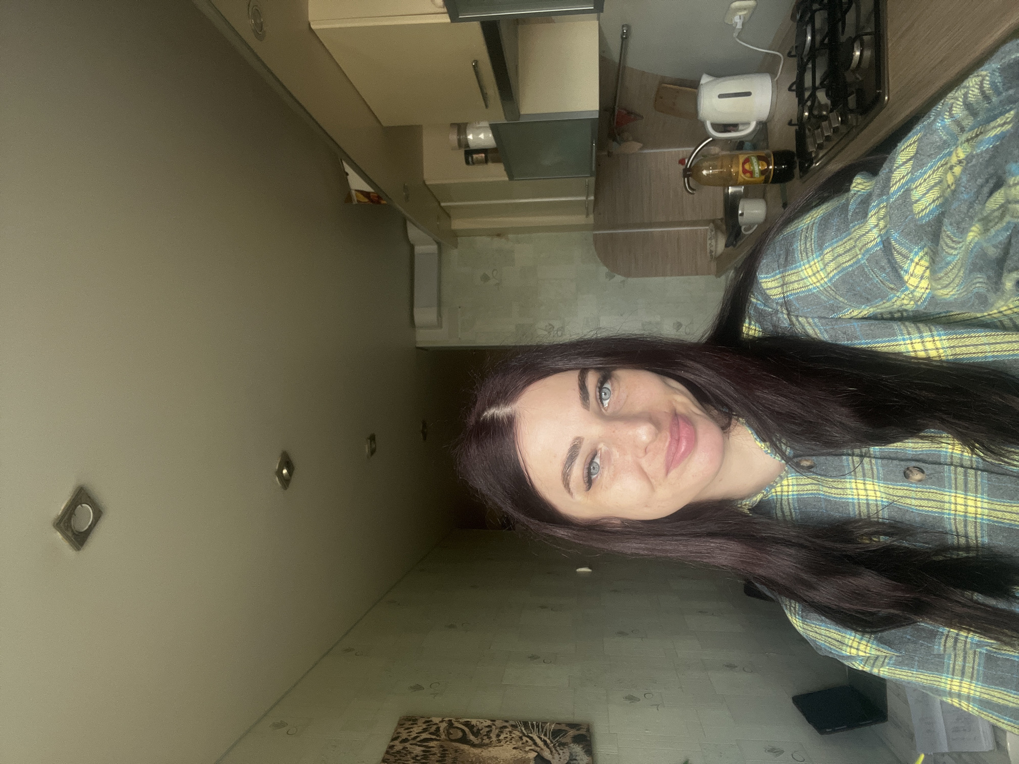 Woman takes morning selfies in Chaikovsky, Russia
