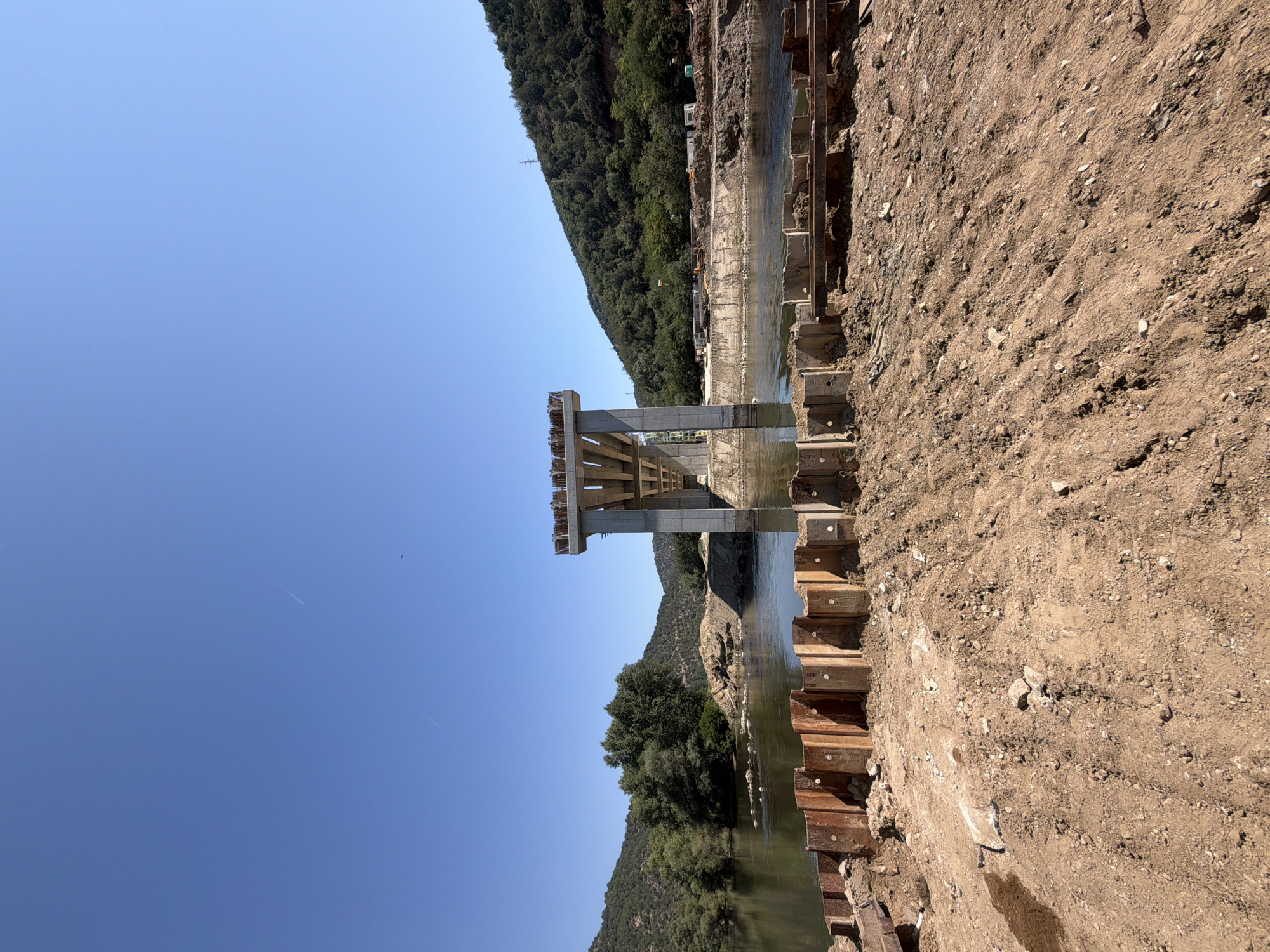 River construction underway along the Struma in Kresna, Bulgaria